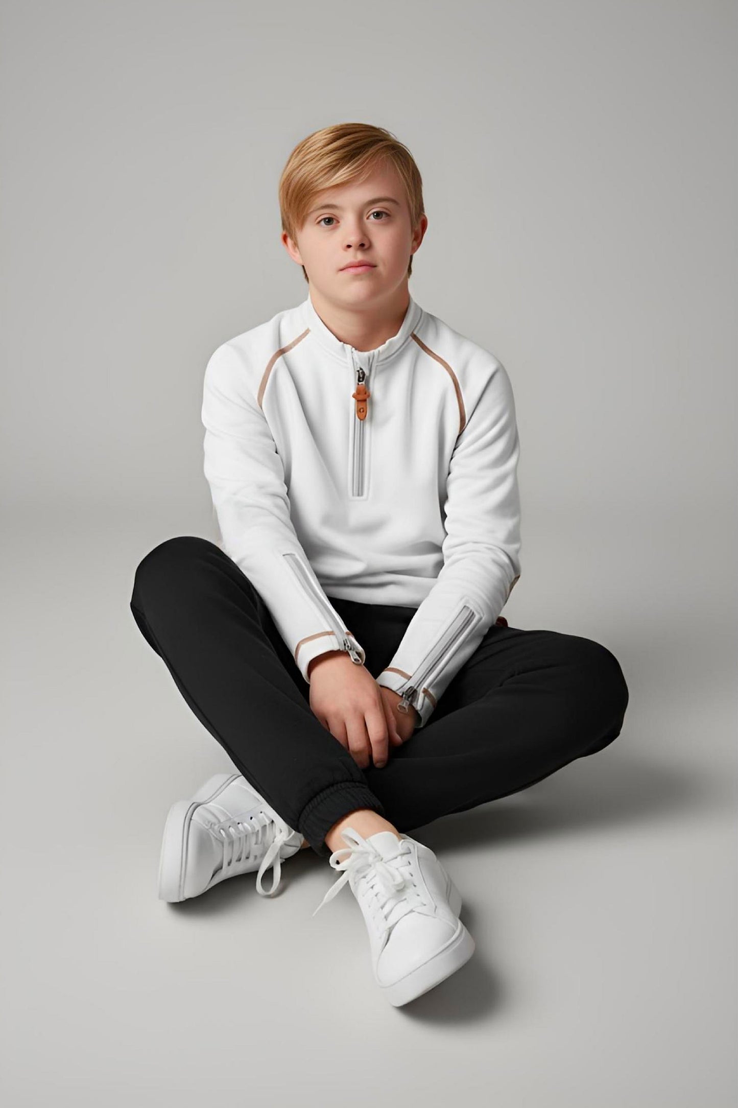 Adaptive Kids Soft Cotton Top, with Front Zipper & Easy-Undressing Sleeves