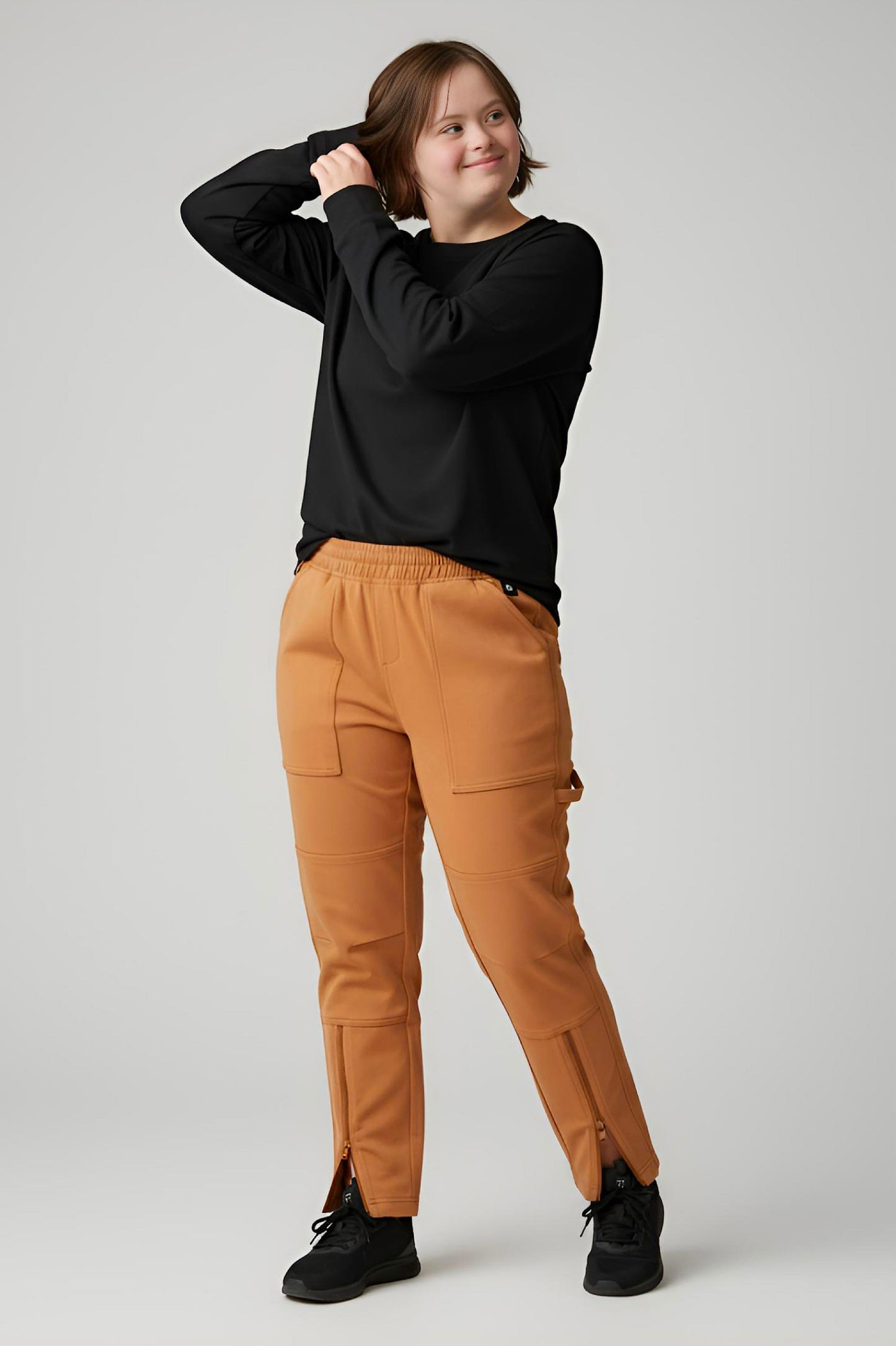 Women's Adaptive Clothing: Stretch Trousers Pant, Full Elastic Waistband, Side Zippers for Easy Undressing