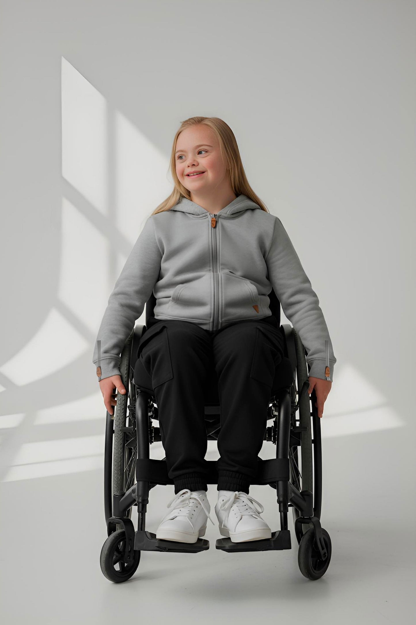 Adaptive Kids Hoodie: Front Magnetic Zipper and Easy-Undressing Sleeves