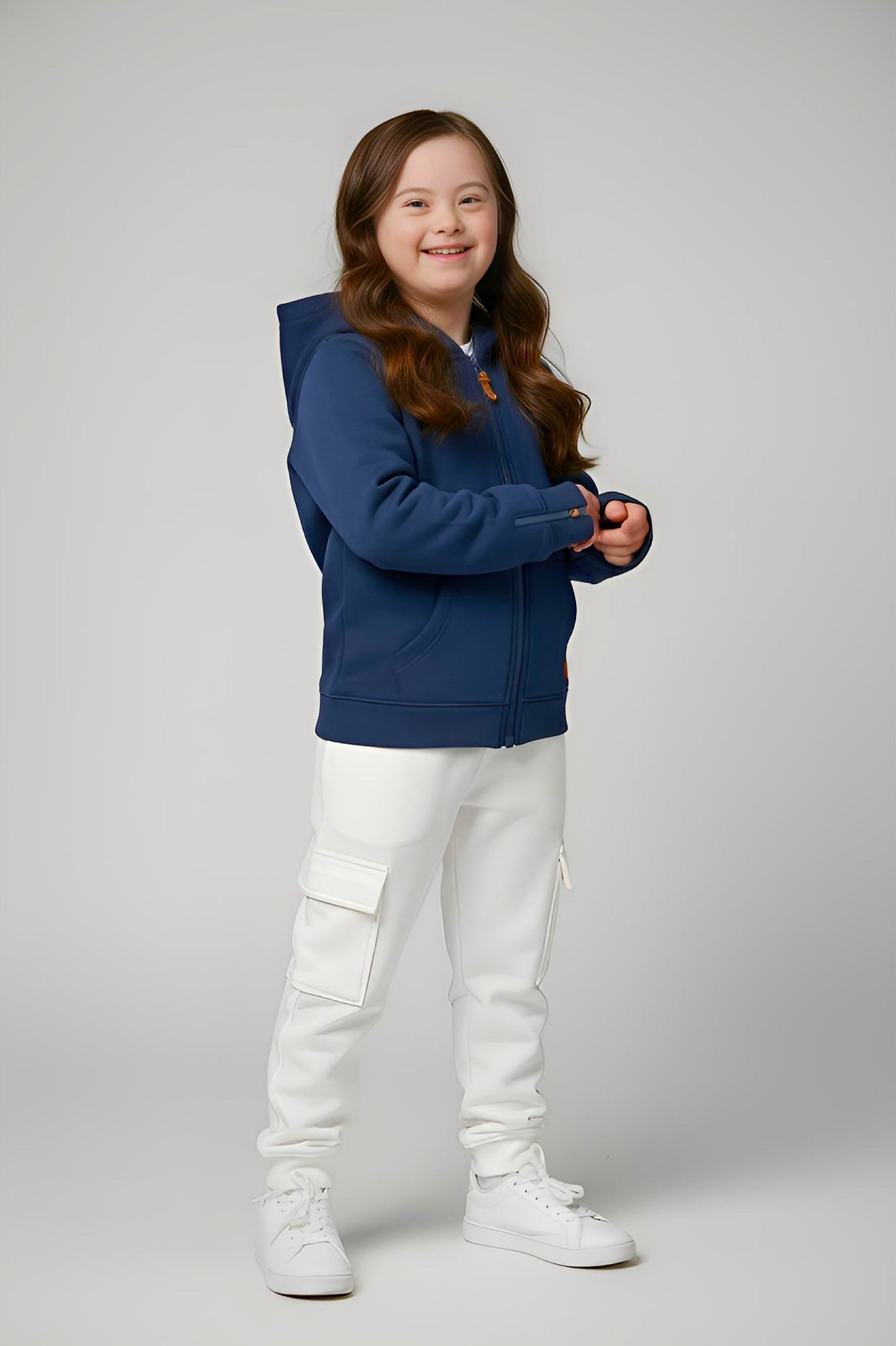 Adaptive Kids Hoodie: Front Magnetic Zipper and Easy-Undressing Sleeves