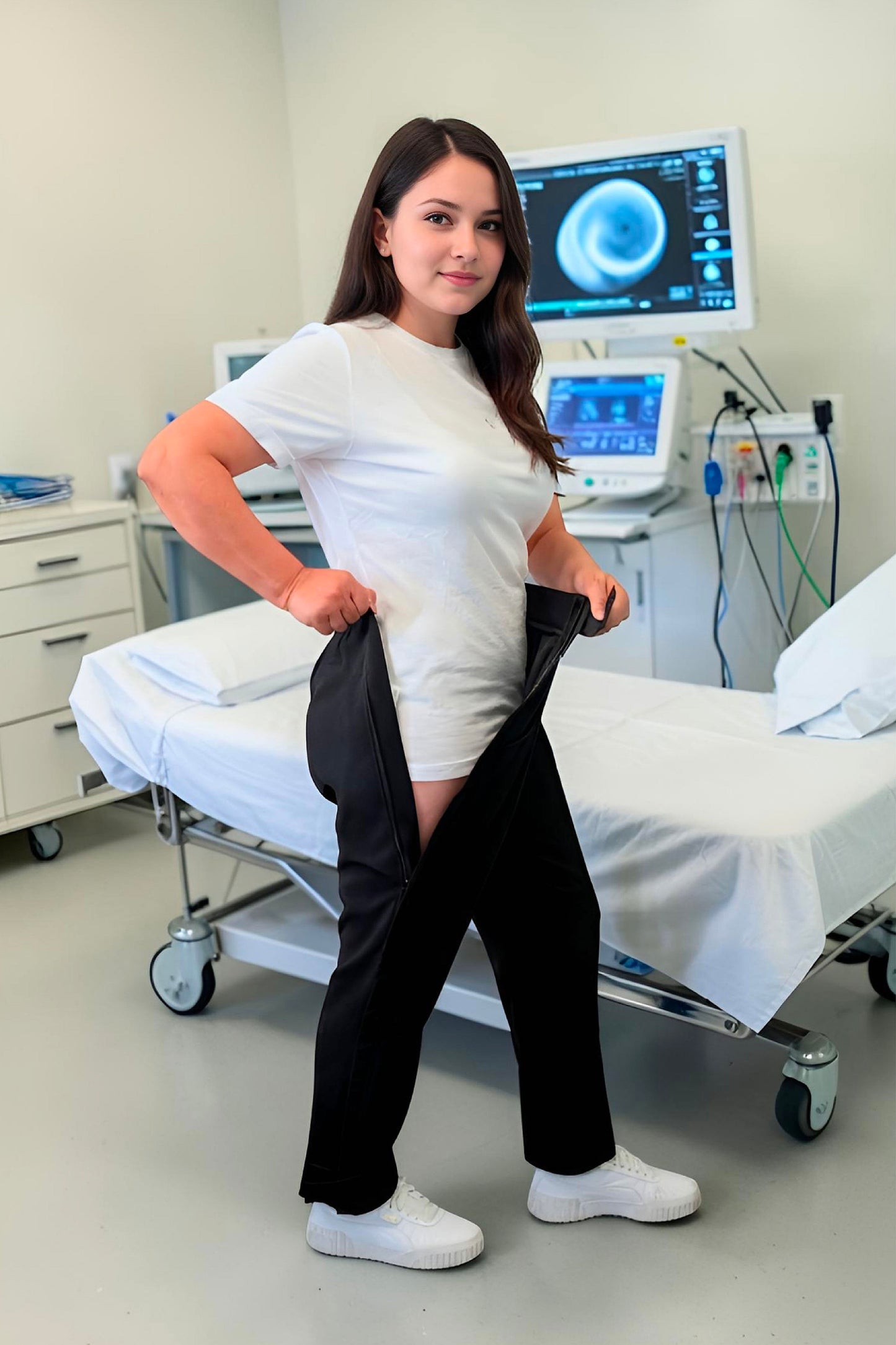 Women's Adaptive Clothing: Stretch Trousers Pant, Elastic Waistband, Side Zipper for Easy Dressing