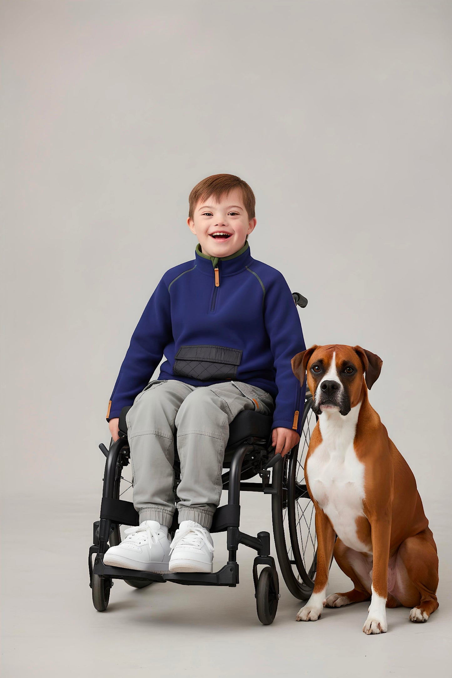 Adaptive Kids Pullover: Front Zipper, Cargo Pocket, Easy-Undressing Sleeves