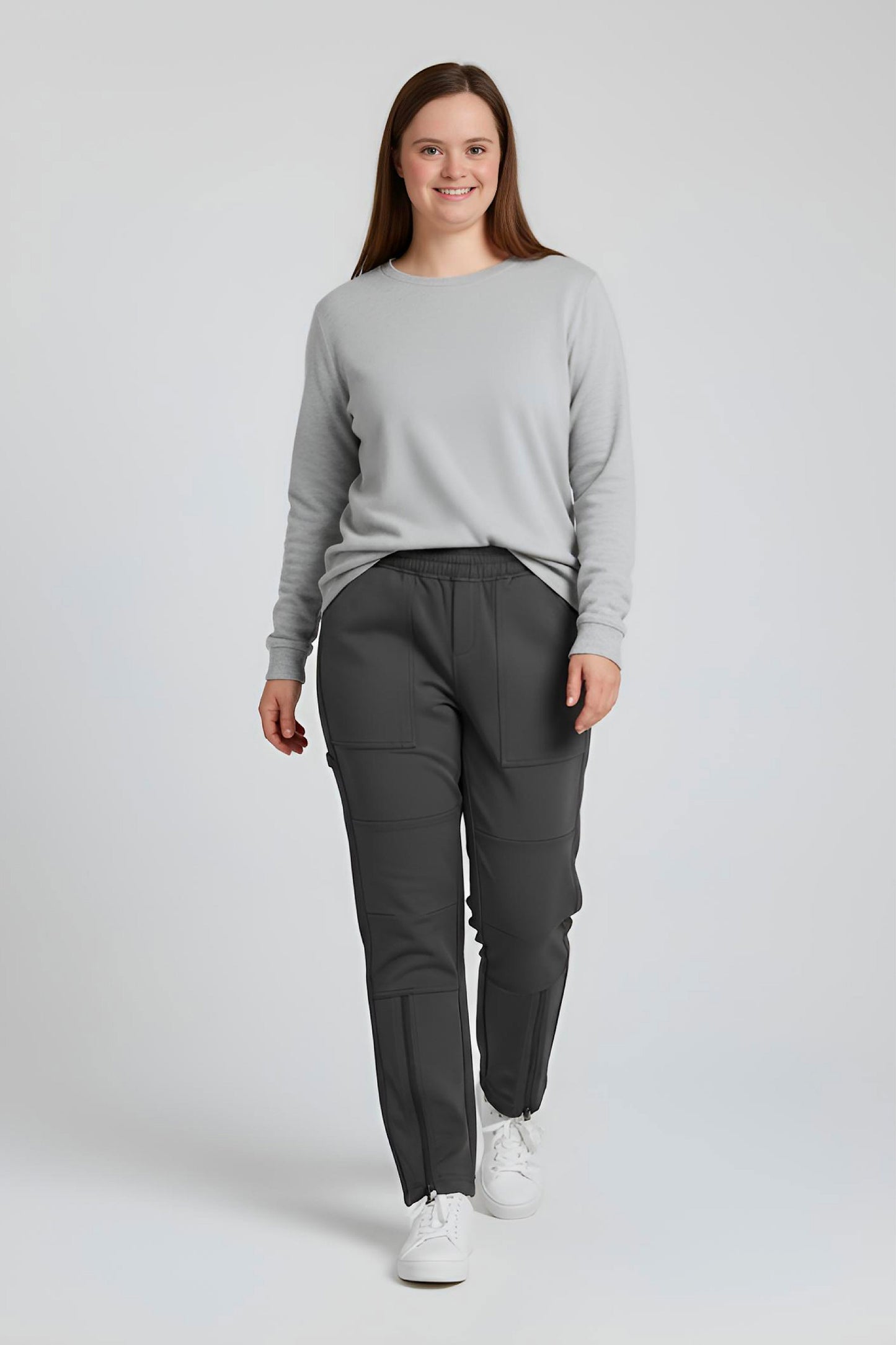 Women's Adaptive Clothing: Stretch Trousers Pant, Full Elastic Waistband, Side Zippers for Easy Undressing
