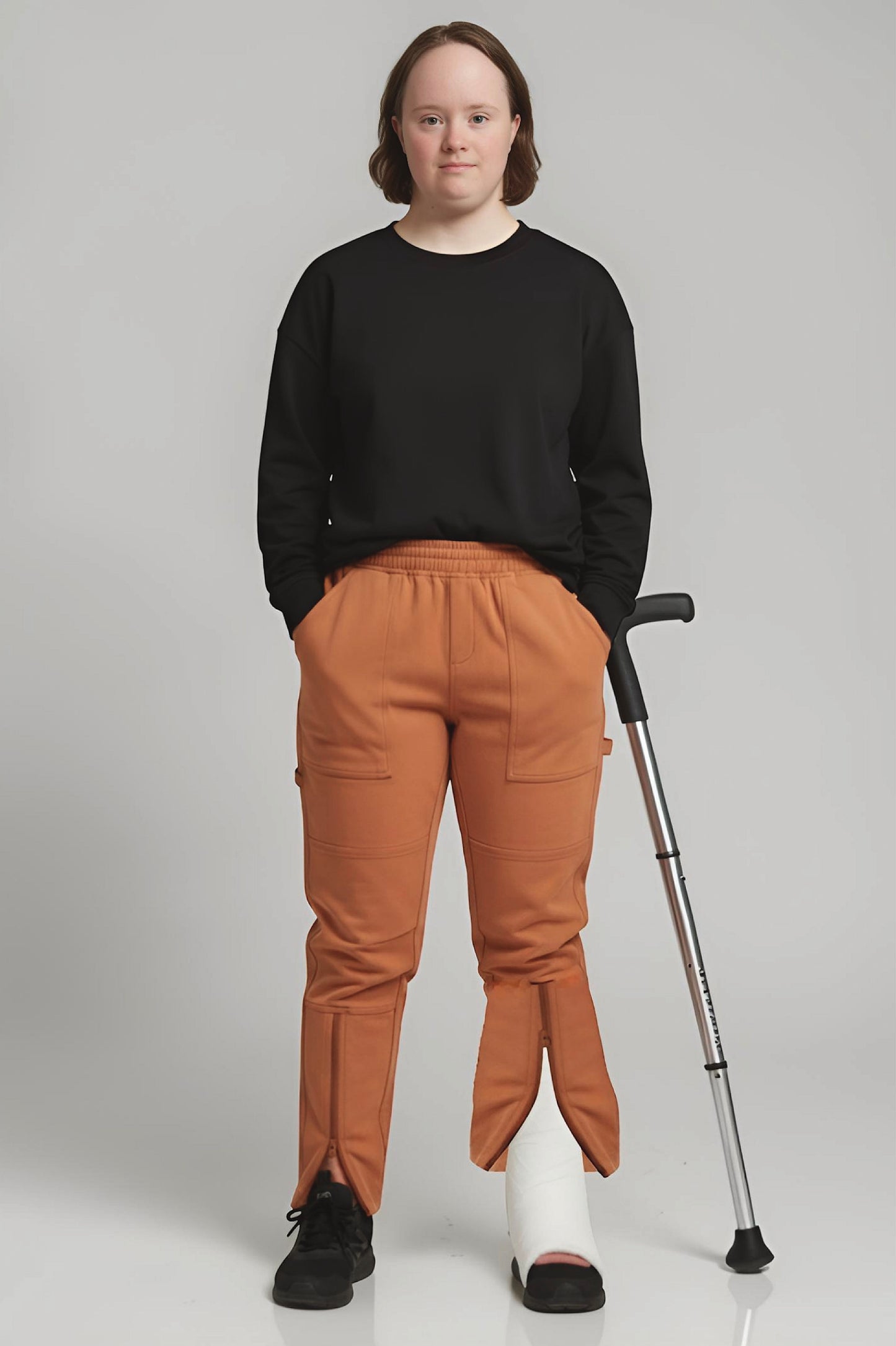 Women's Adaptive Clothing: Stretch Trousers Pant, Full Elastic Waistband, Side Zippers for Easy Undressing