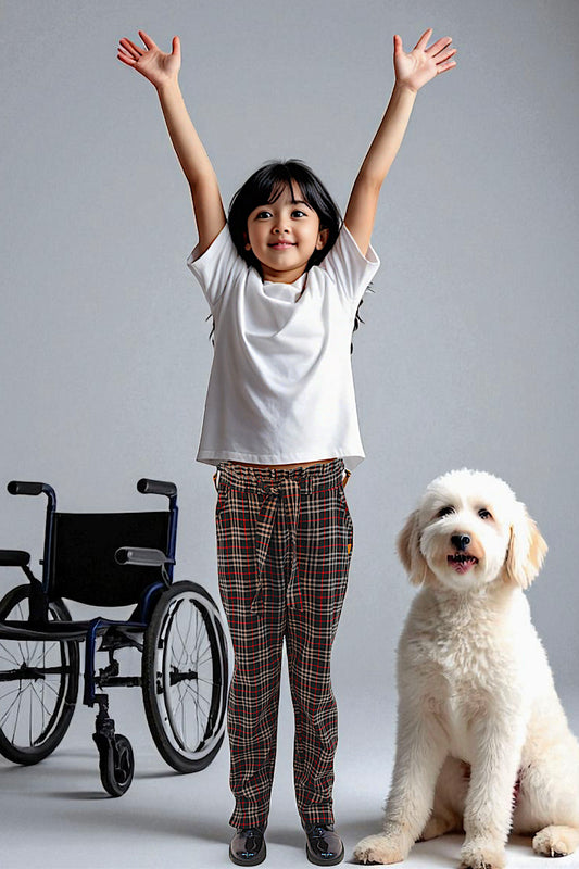 Adaptive Kids Stretch Pants: Elastic Waistband, Full Side Zipper for Easy Undressing