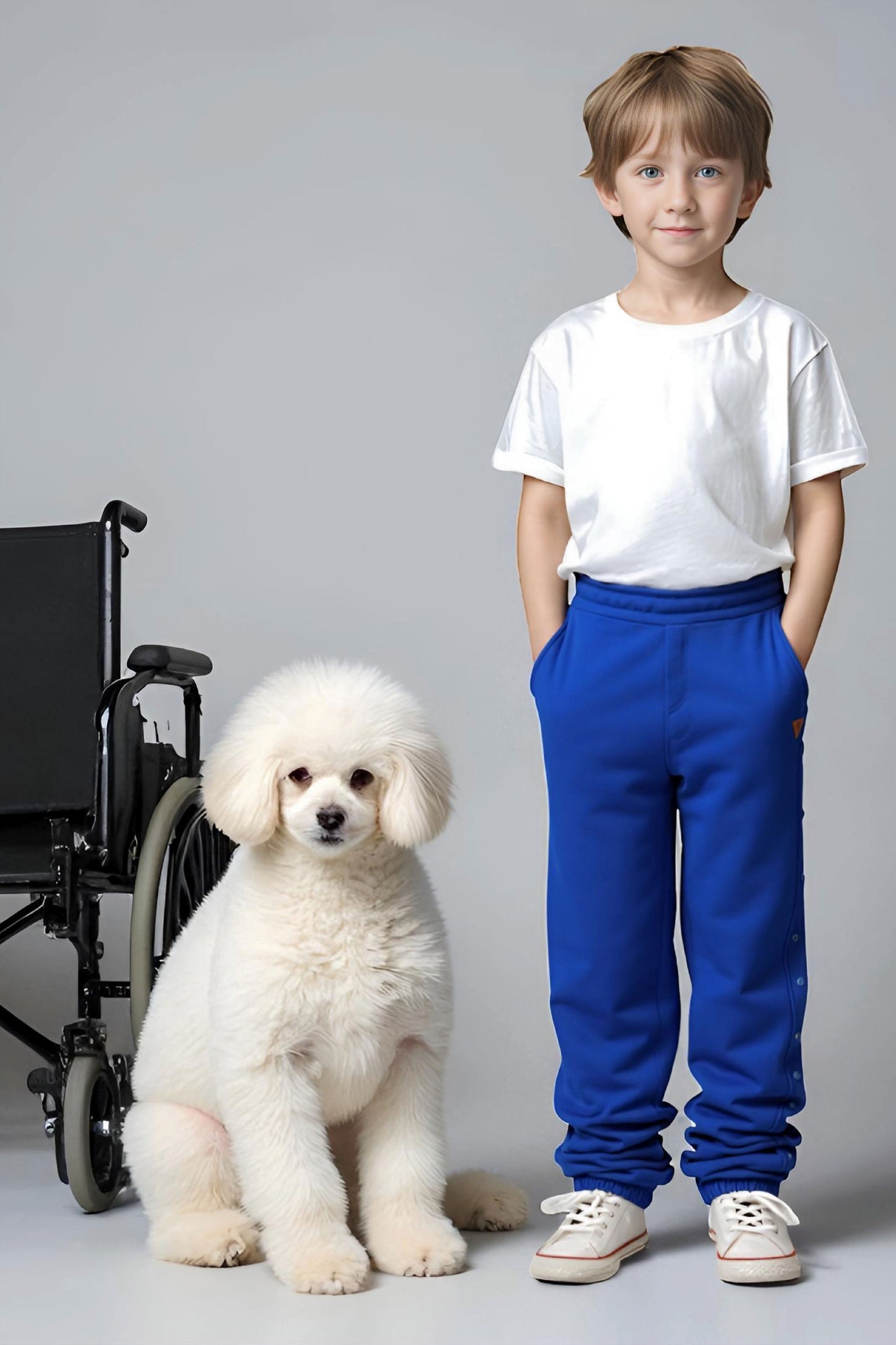 Adaptive Kids Jogger Sweatpants, Adjustable Elastic waist, Full Side Zipper for Easy Undressing