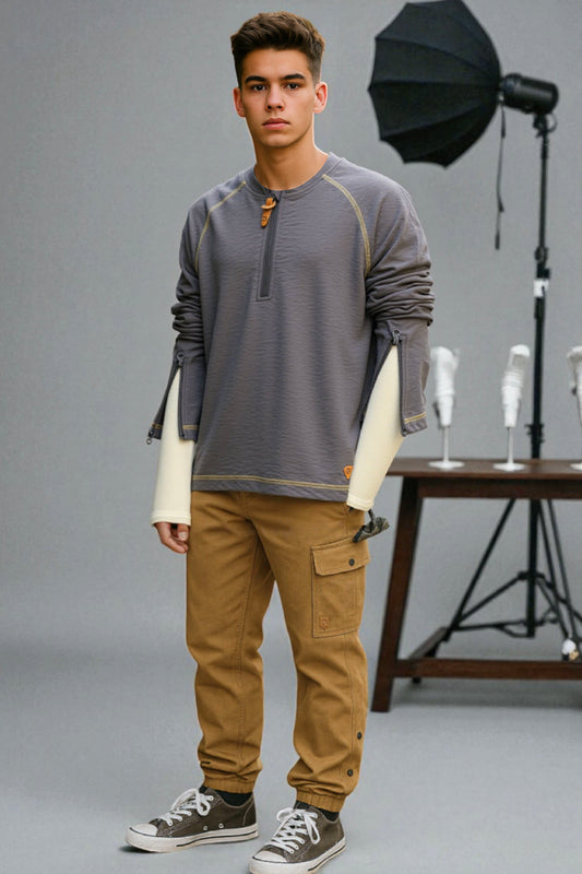 Adaptive Kids Soft Cotton Top, with Front Zipper & Easy-Undressing Sleeves