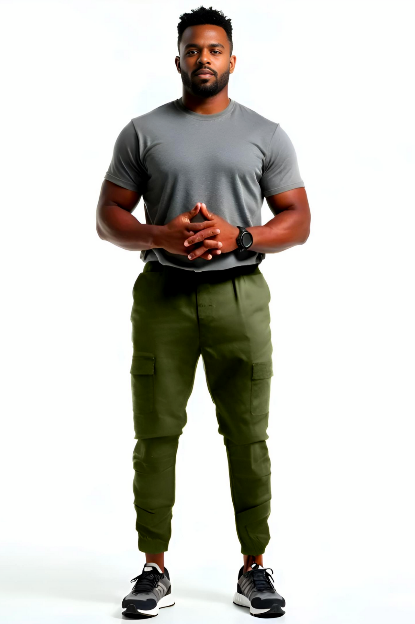 Men's Adaptive Clothing Woven Jogger Pants, Full Waistband Ribbed with Elastic and a Strip, Easy Zipper, Both at the Top and Bottom