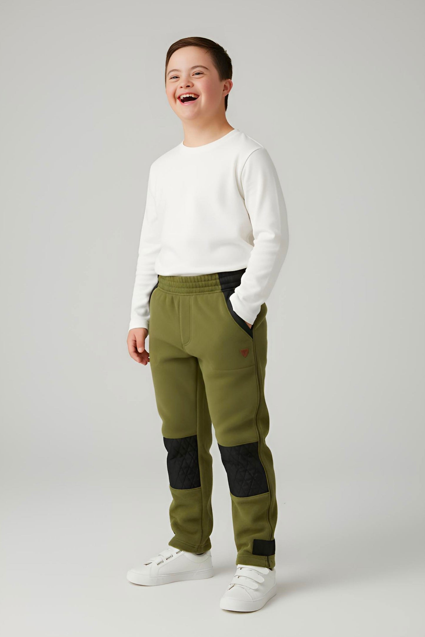 Adaptive Kids Polar Pants, Adjustable Waist, Knee Insert & Full Zipper for Easy Undressing