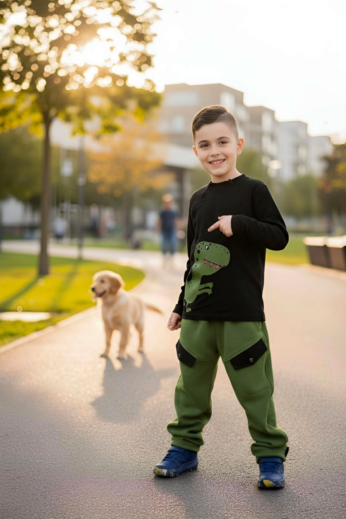Adaptive Clothing: Dragon Print Kids’ Top with Two Front Neck Zippers