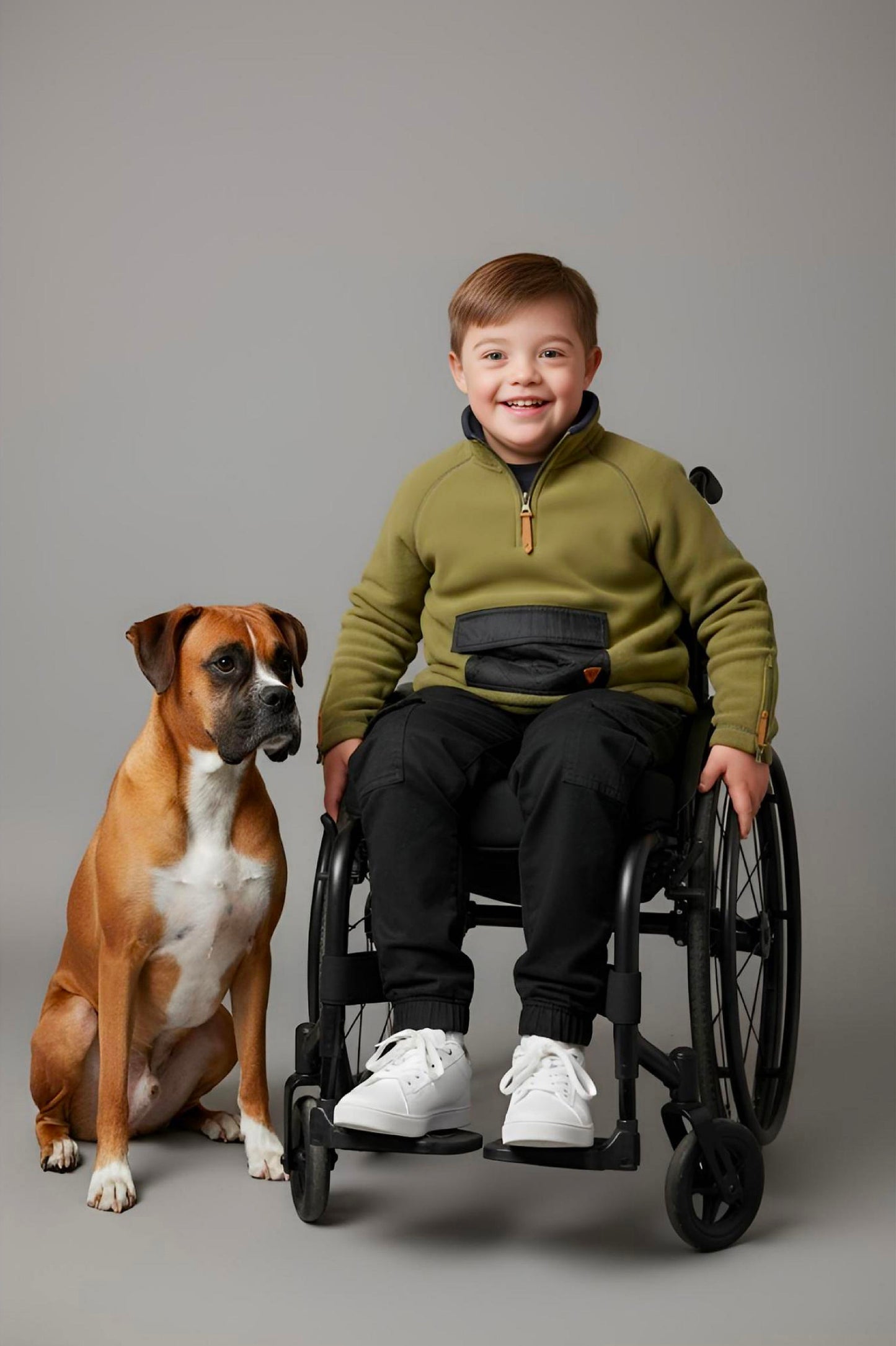 Adaptive Kids Pullover: Front Zipper, Cargo Pocket, Easy-Undressing Sleeves