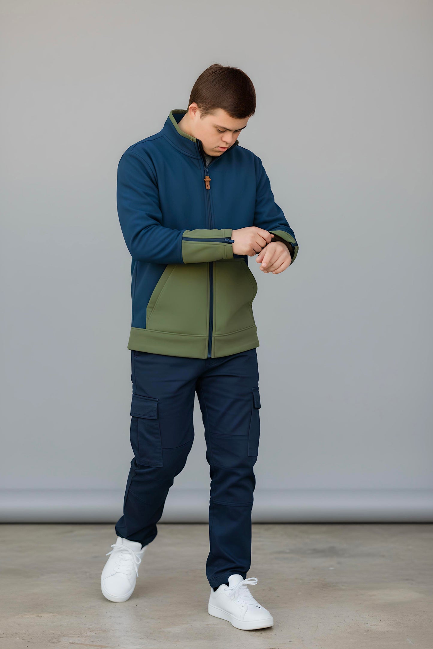 Adaptive Kids Jacket: Front Full Zipper, Cargo Pocket, Easy-Undressing Sleeves