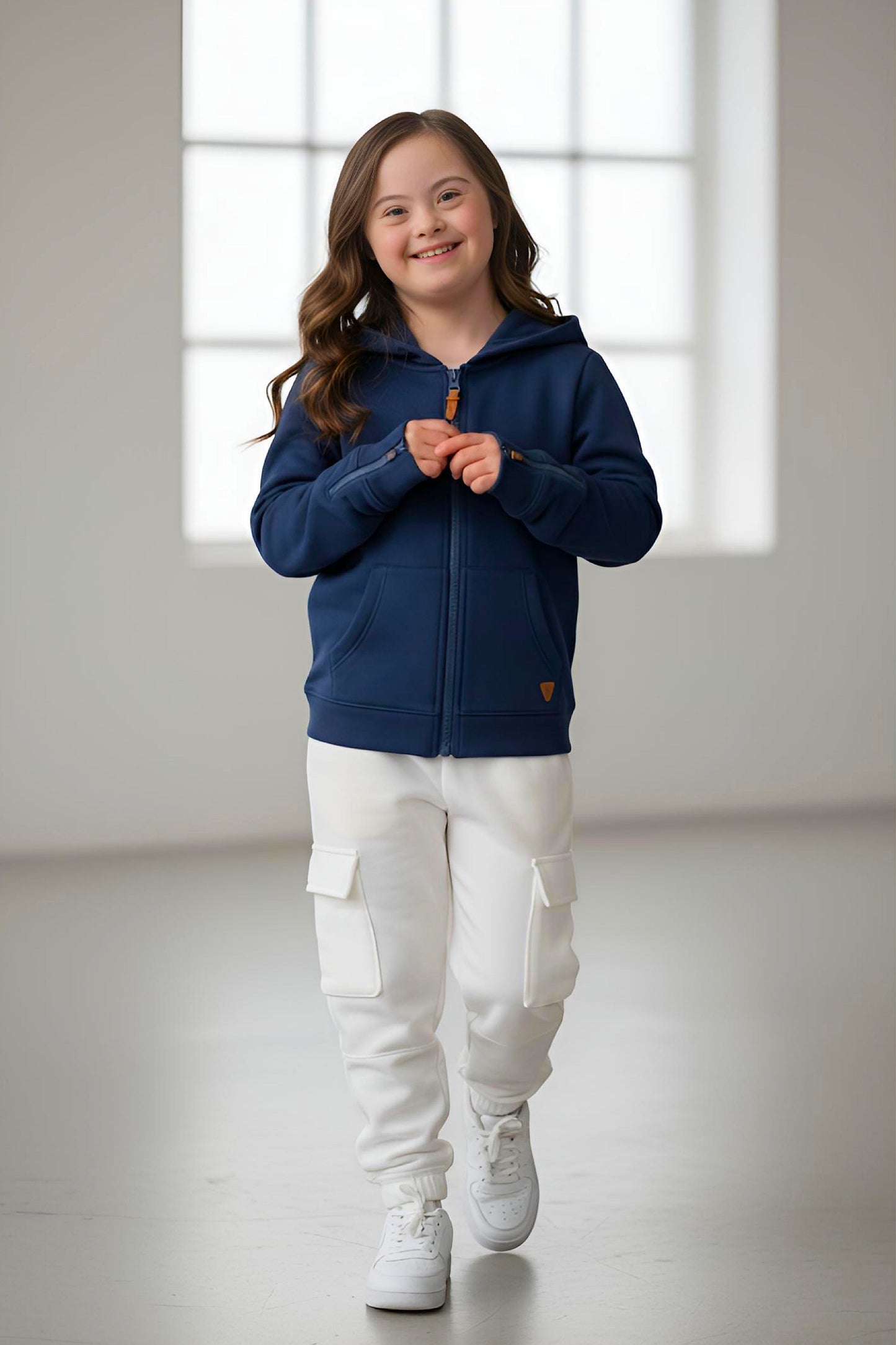 Adaptive Kids Hoodie: Front Magnetic Zipper and Easy-Undressing Sleeves