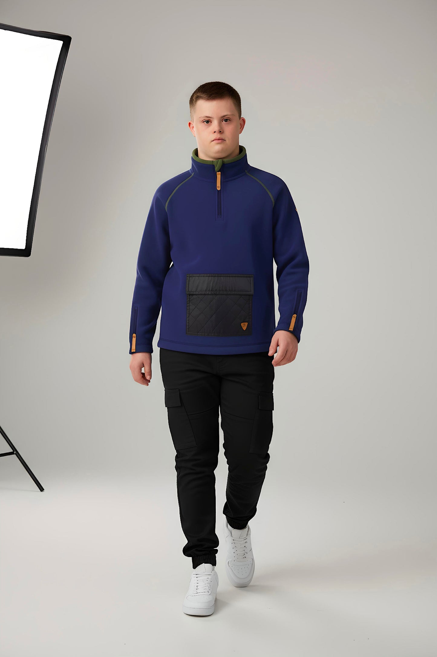 Adaptive Kids Pullover: Front Zipper, Cargo Pocket, Easy-Undressing Sleeves