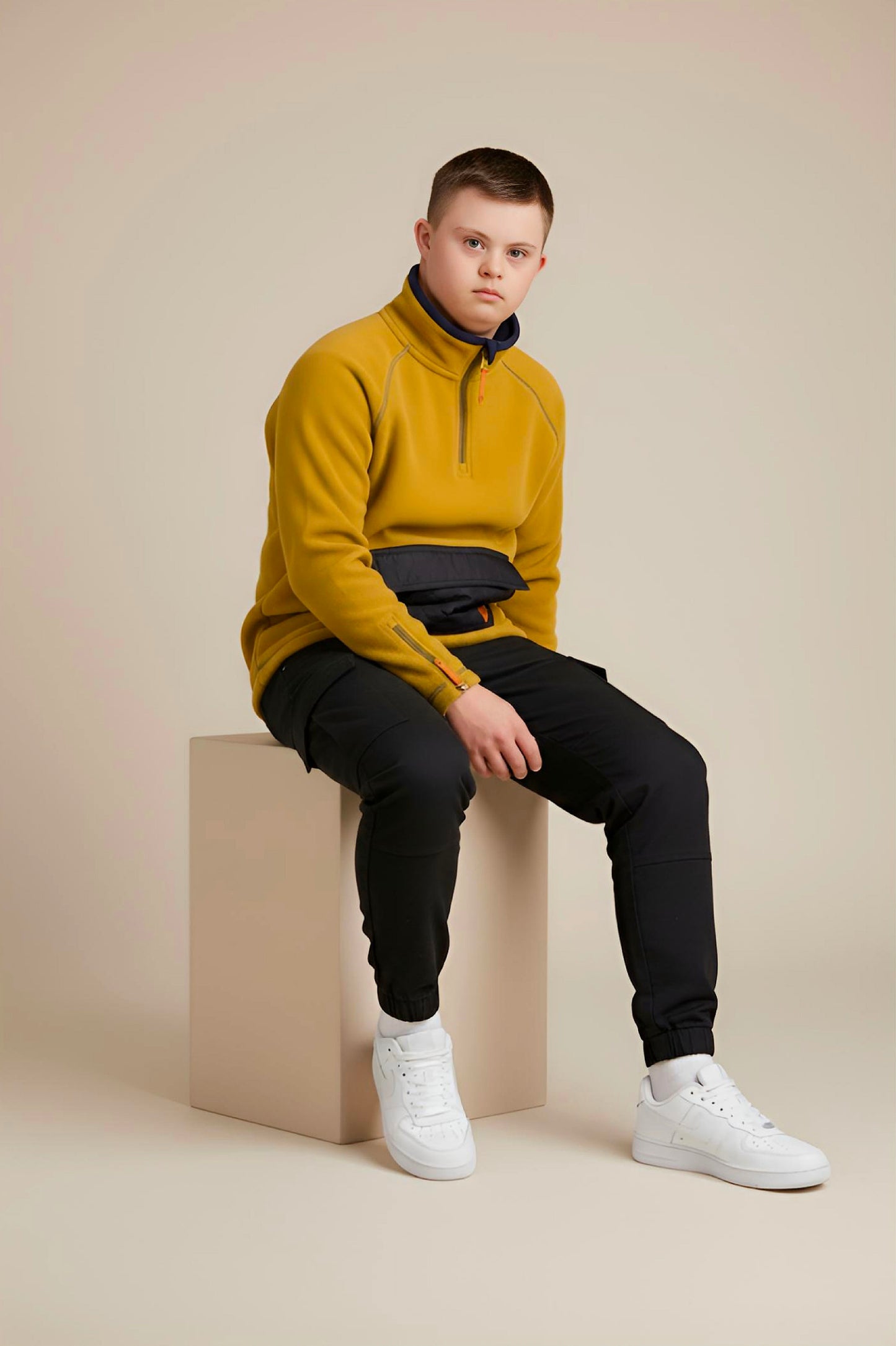 Adaptive Kids Pullover: Front Zipper, Cargo Pocket, Easy-Undressing Sleeves