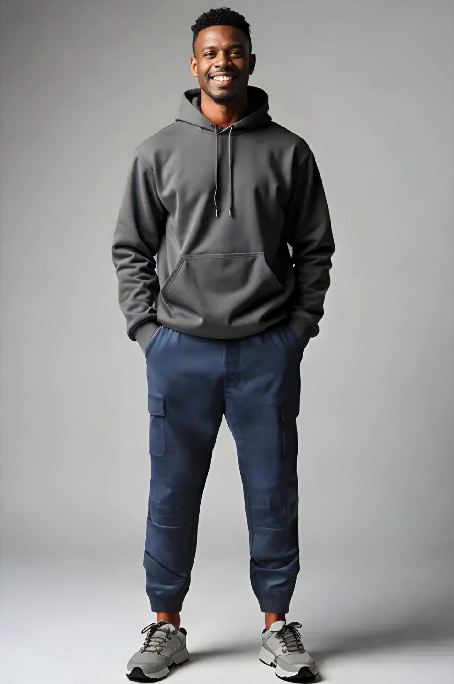 Men's Adaptive Clothing Woven Jogger Pants, Full Waistband Ribbed with Elastic and a Strip, Easy Zipper, Both at the Top and Bottom