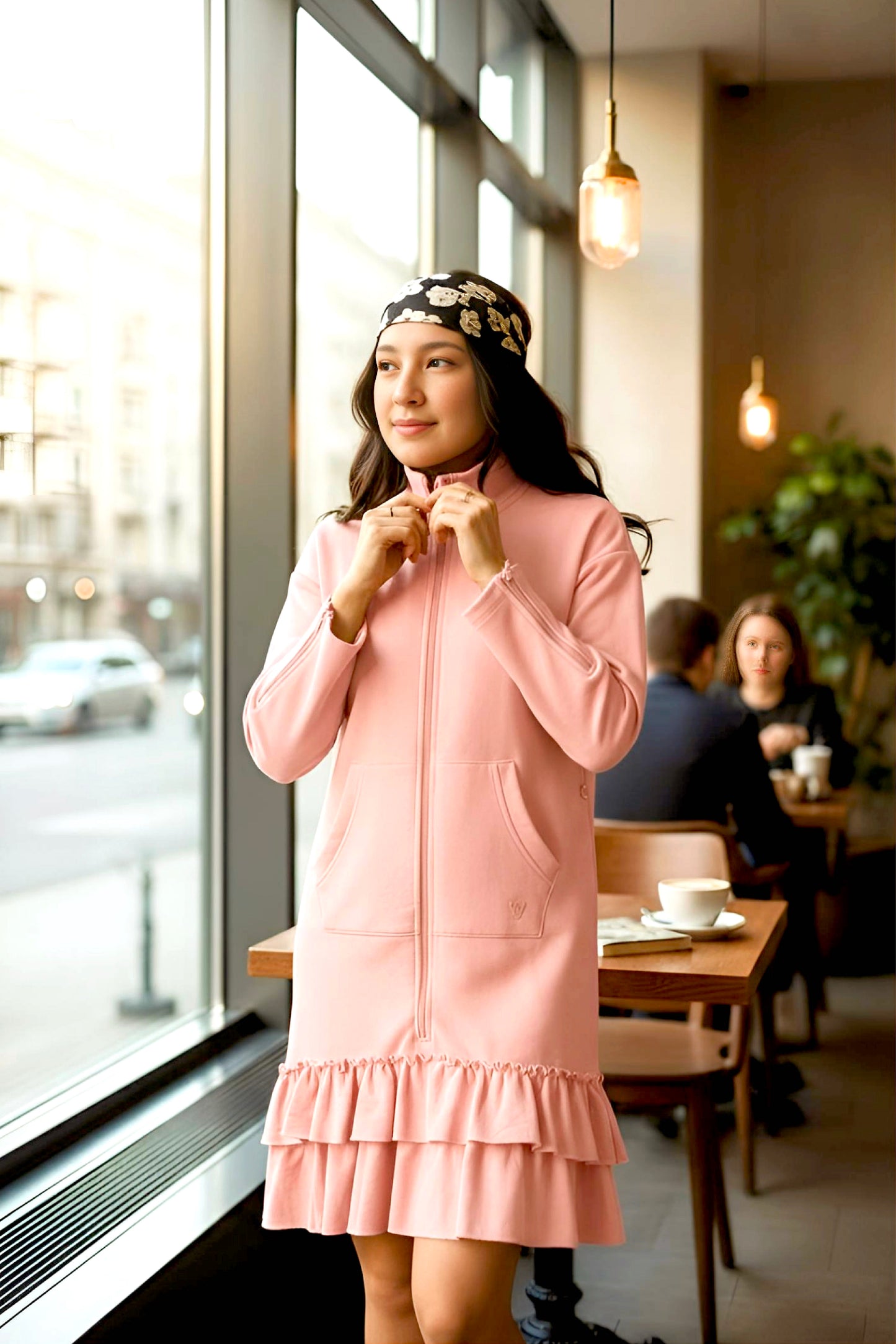 Kids Adaptive Dolman Sweatshirt Dress with Zipper & Cargo Pocket