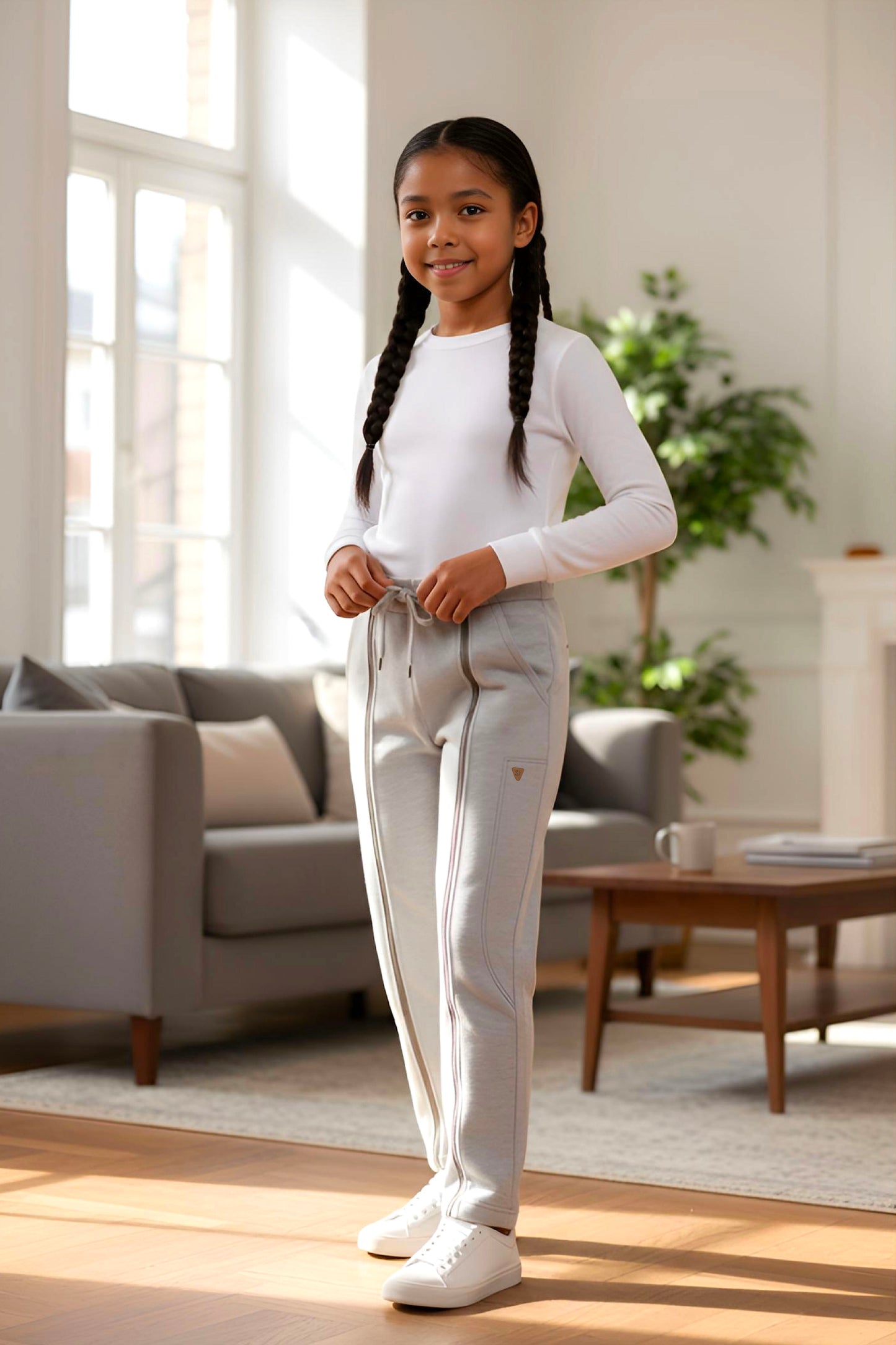 Adaptive Kids Sweatpants with Full-Leg Zippers for Easy Undressing