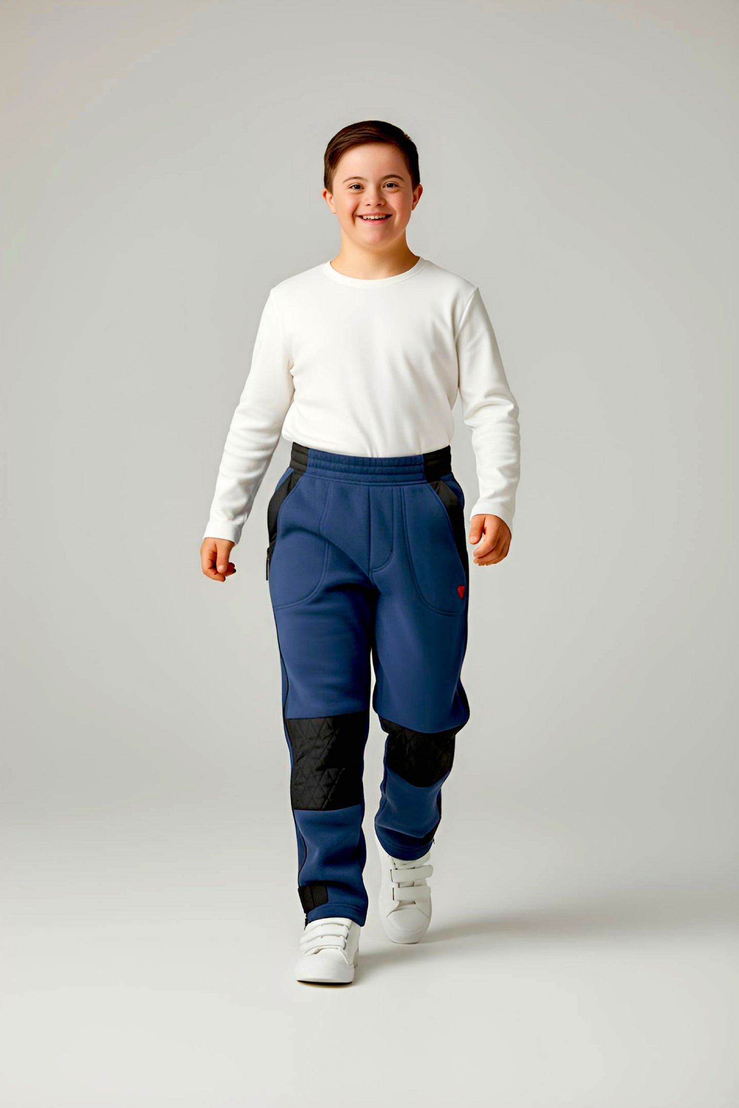 Adaptive Kids Polar Pants, Adjustable Waist, Knee Insert & Full Zipper for Easy Undressing