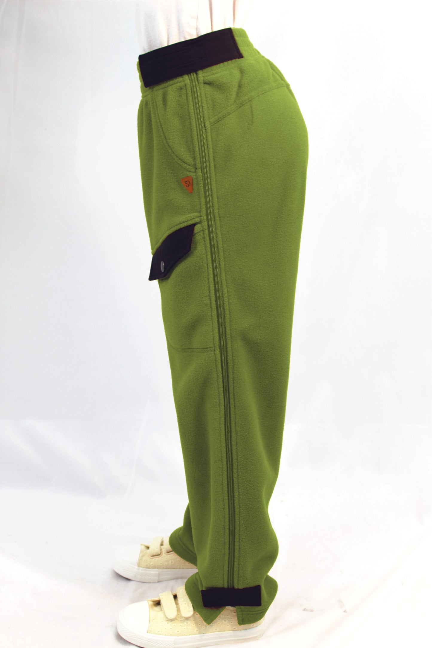 Adaptive Kids Polar Pants: Adjustable Waist, Full Side Zipper for Easy Undressing