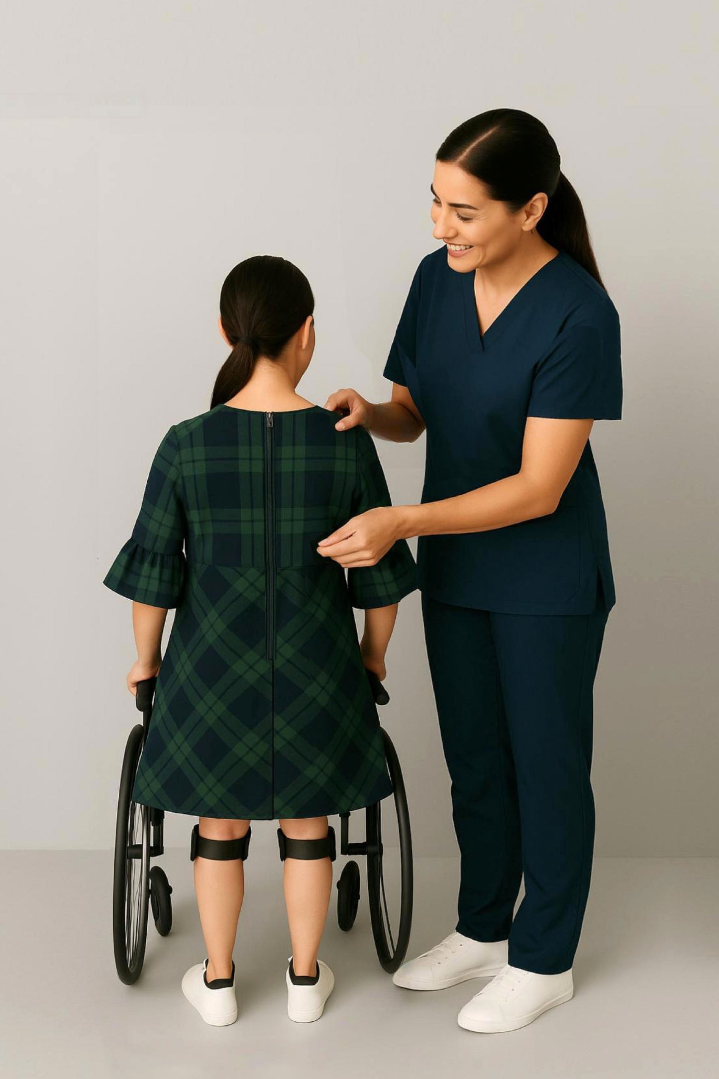 Kids Adaptive Stretch Woven Dress, Back Zipper & Sleeve Easy Undressing