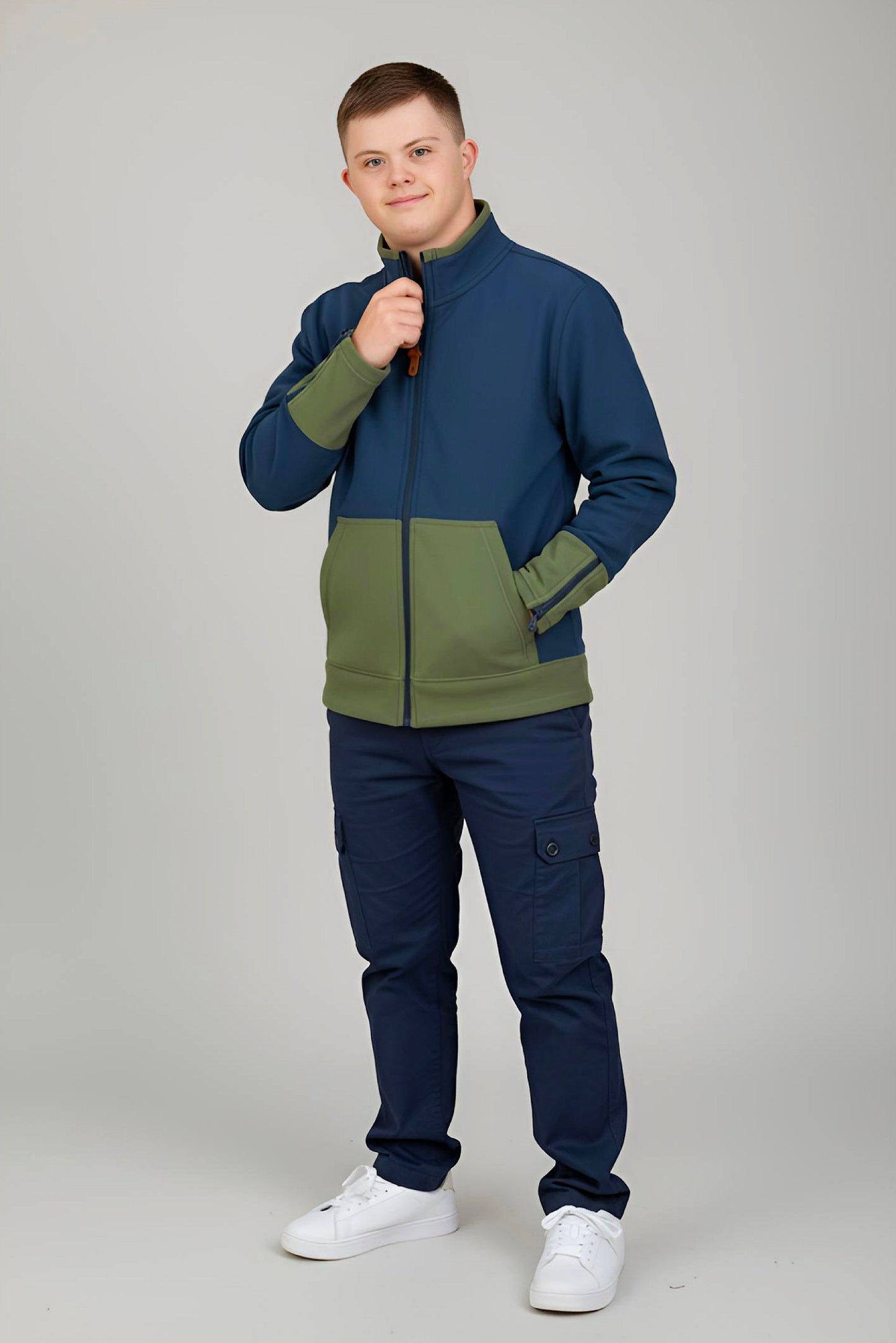 Adaptive Kids Jacket: Front Full Zipper, Cargo Pocket, Easy-Undressing Sleeves