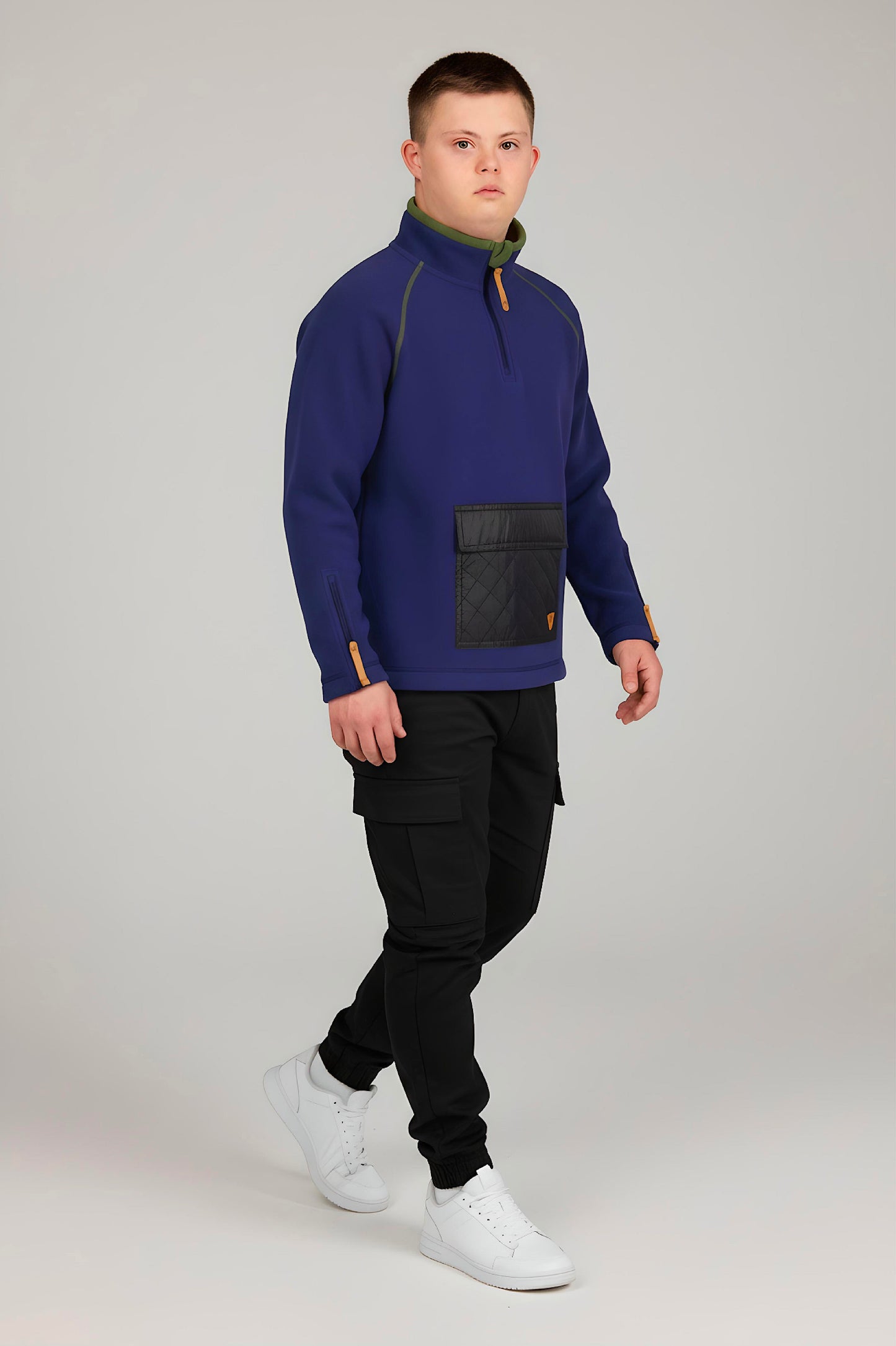 Adaptive Kids Pullover: Front Zipper, Cargo Pocket, Easy-Undressing Sleeves