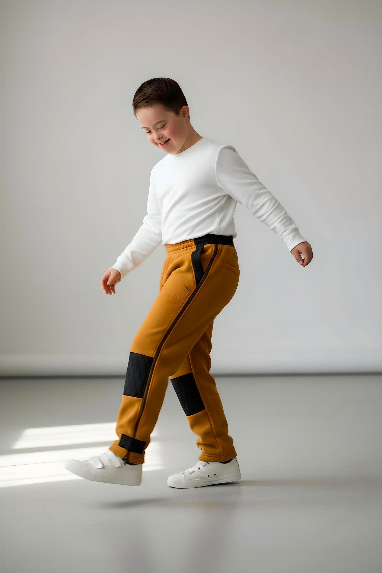 Adaptive Kids Polar Pants, Adjustable Waist, Knee Insert & Full Zipper for Easy Undressing