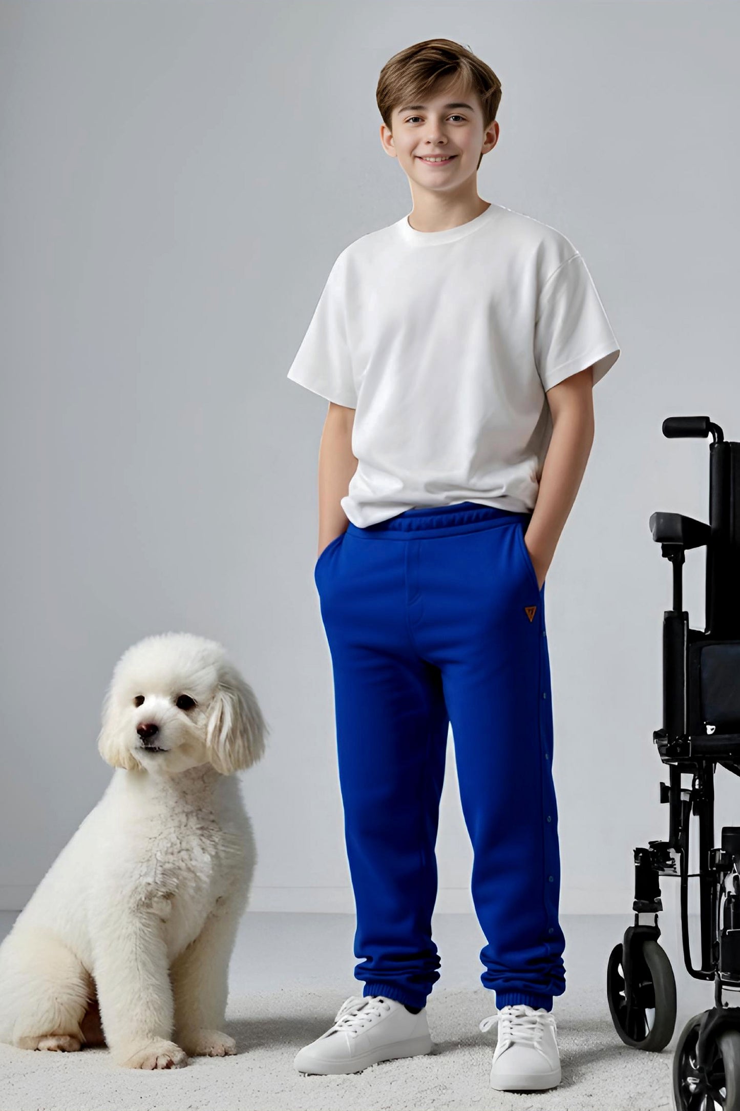 Adaptive Kids Jogger Sweatpants, Adjustable Elastic waist, Full Side Zipper for Easy Undressing