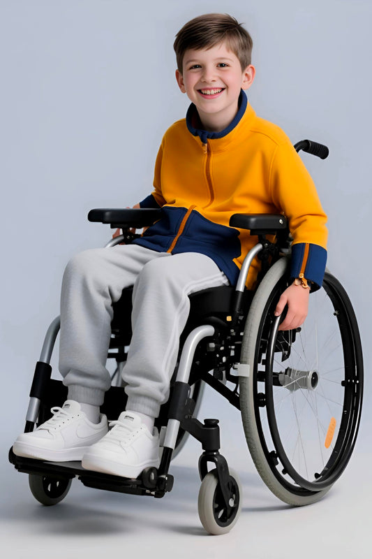 Adaptive Kids Jacket: Front Full Zipper, Cargo Pocket, Easy-Undressing Sleeves