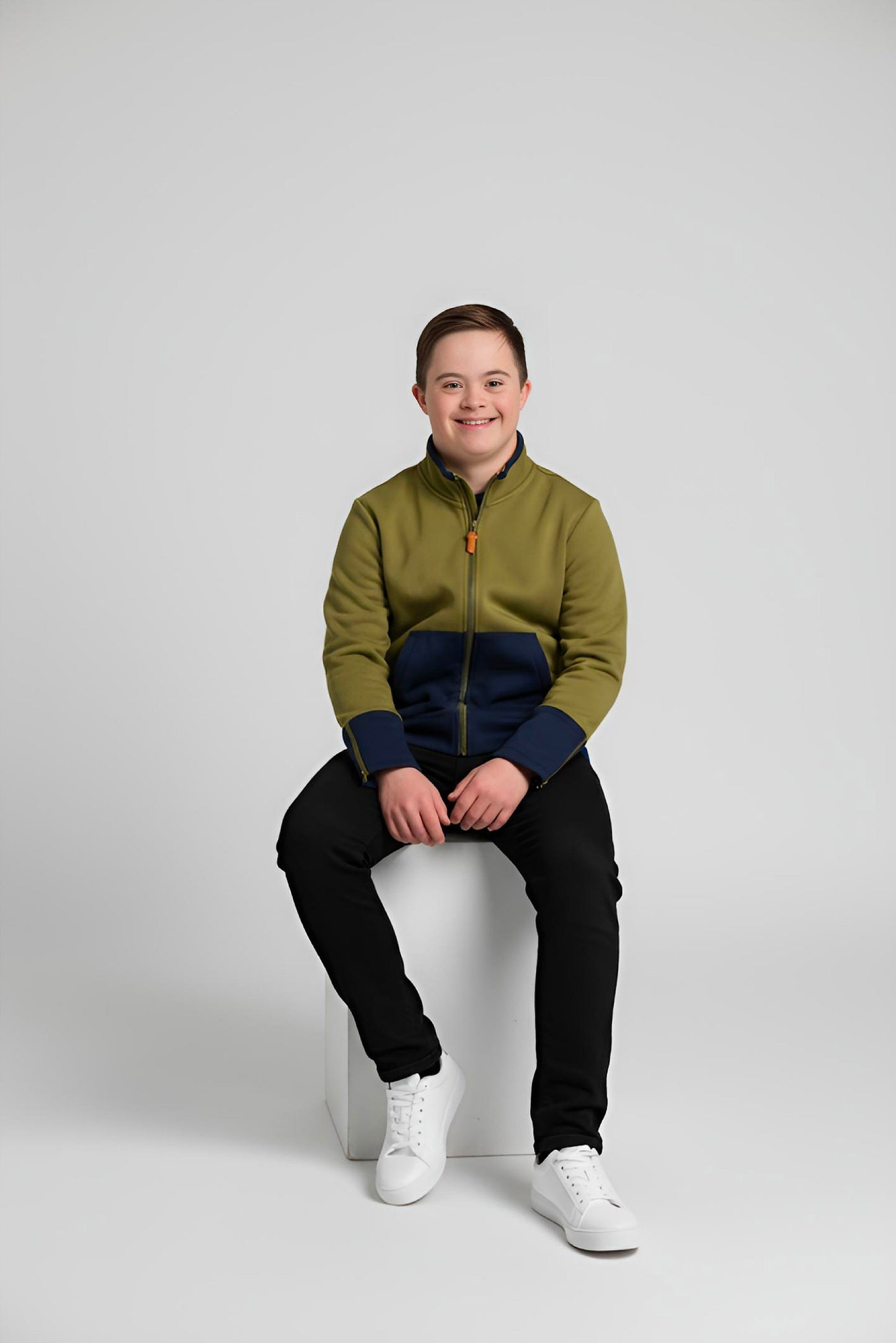 Adaptive Kids Jacket: Front Full Zipper, Cargo Pocket, Easy-Undressing Sleeves