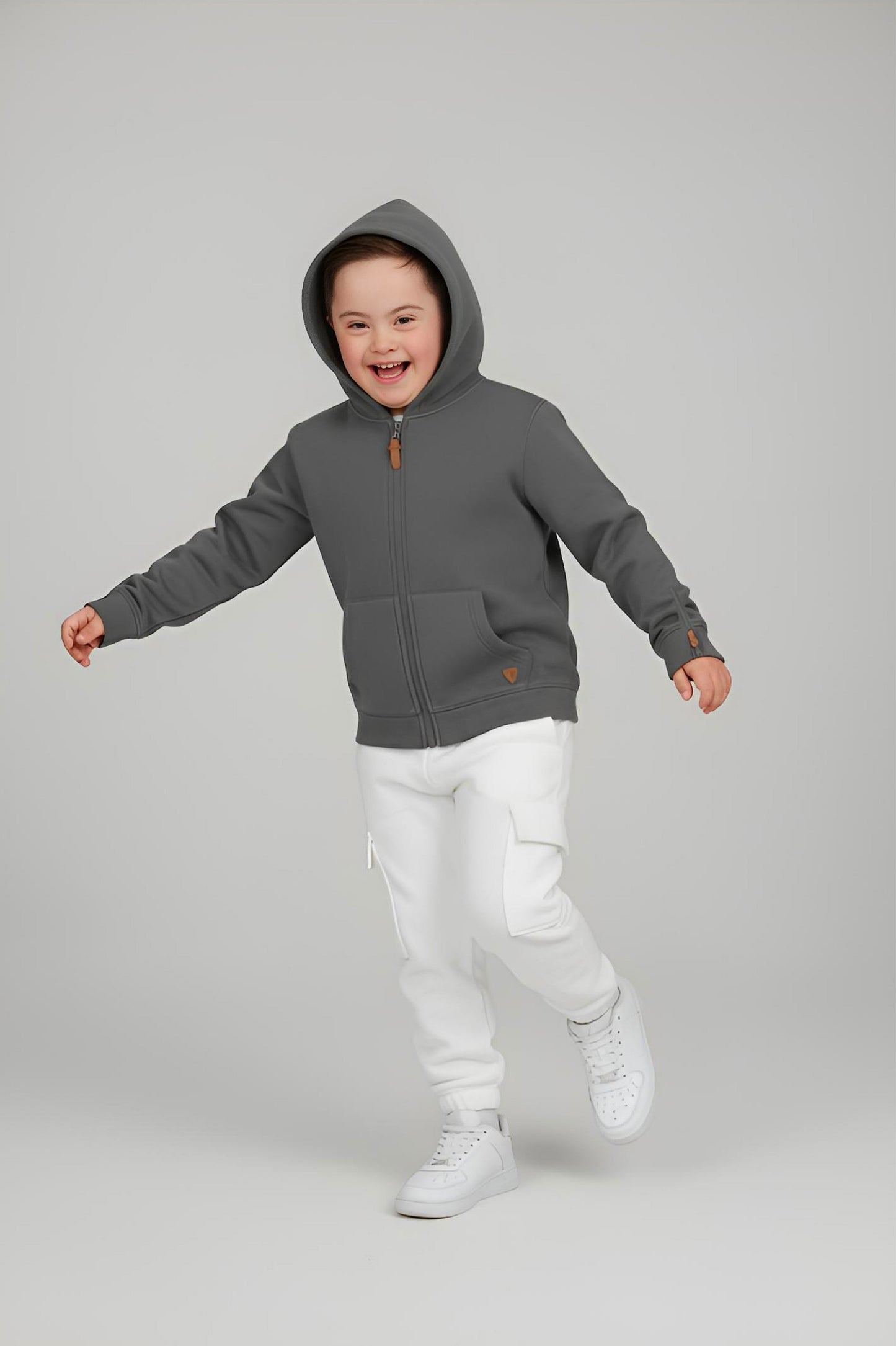 Adaptive Kids Hoodie: Front Magnetic Zipper and Easy-Undressing Sleeves