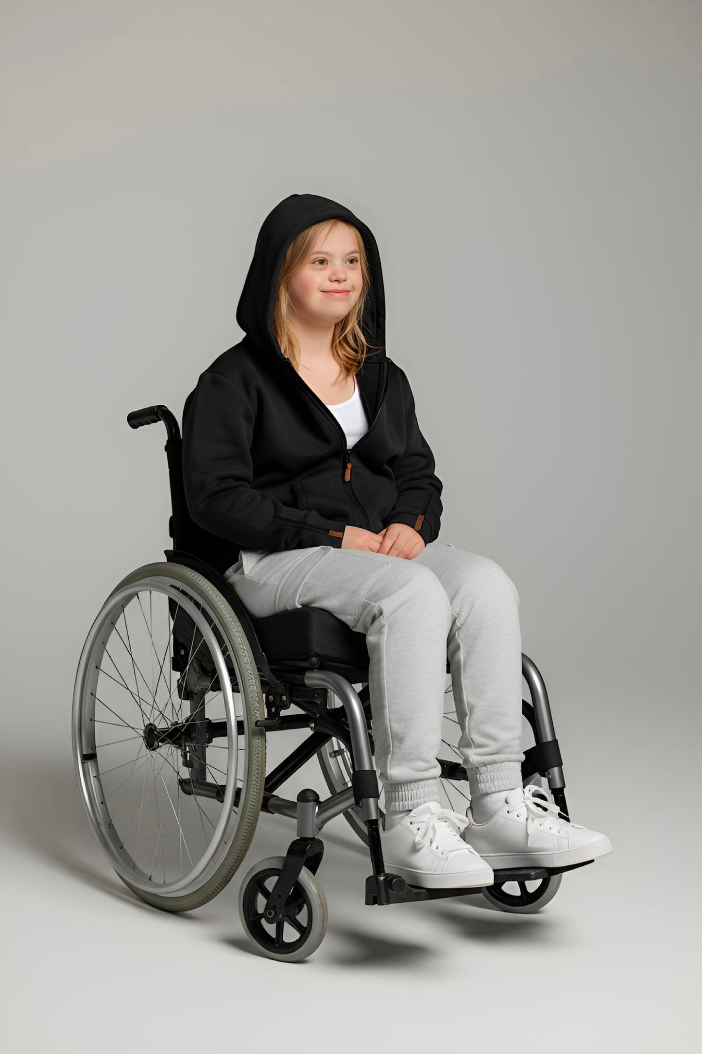 Adaptive Kids Hoodie: Front Magnetic Zipper and Easy-Undressing Sleeves