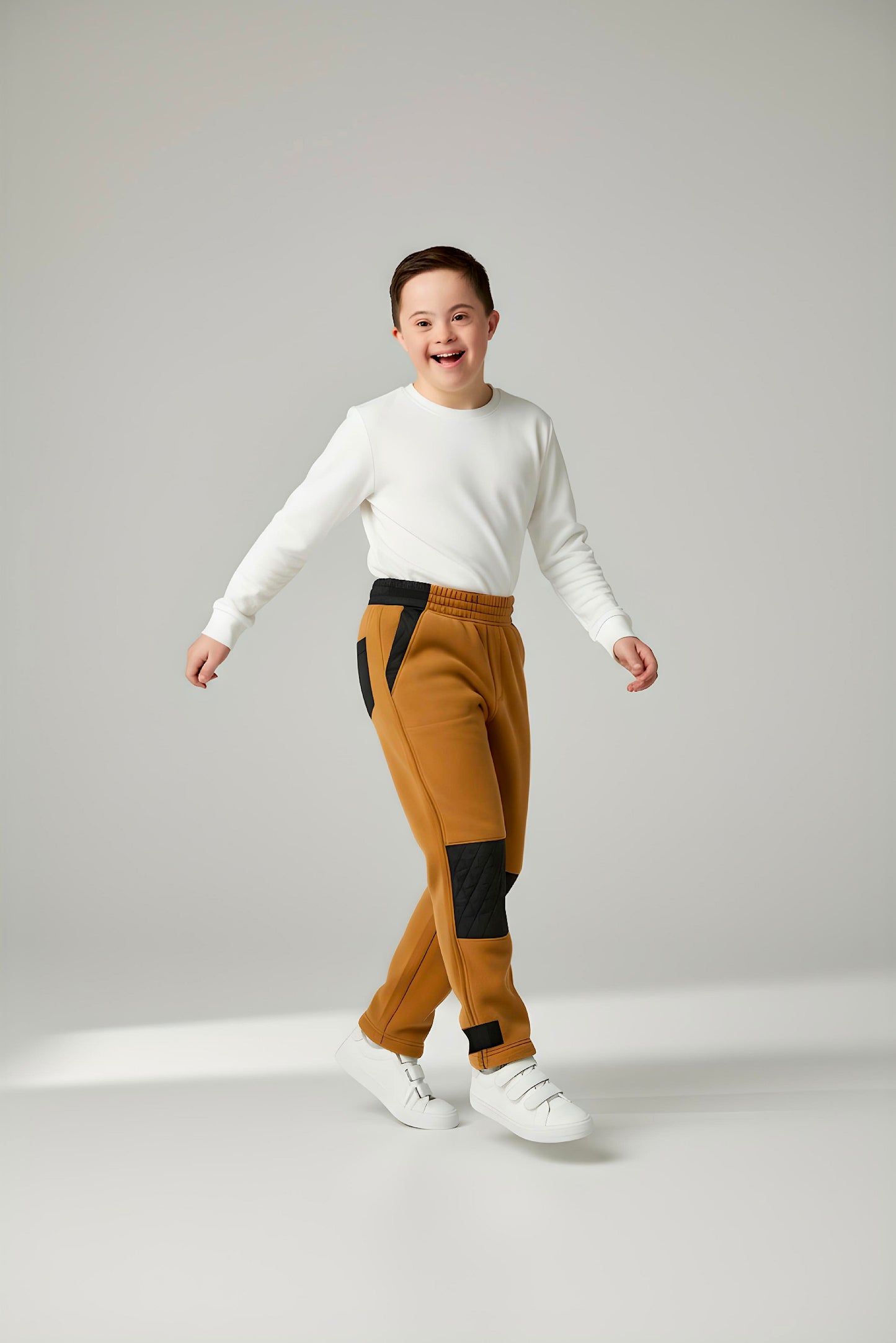 Adaptive Kids Polar Pants, Adjustable Waist, Knee Insert & Full Zipper for Easy Undressing