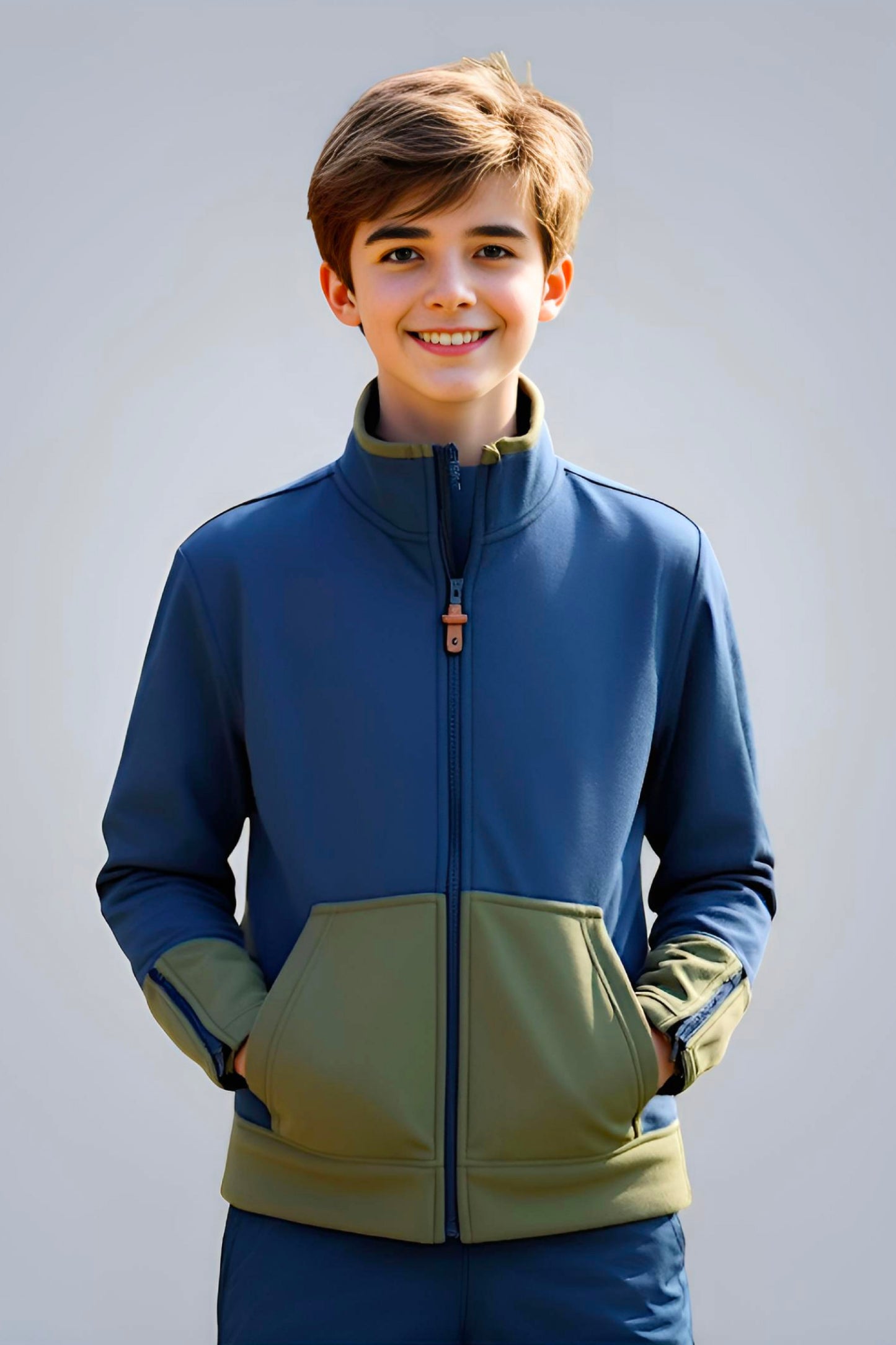 Adaptive Kids Jacket: Front Full Zipper, Cargo Pocket, Easy-Undressing Sleeves