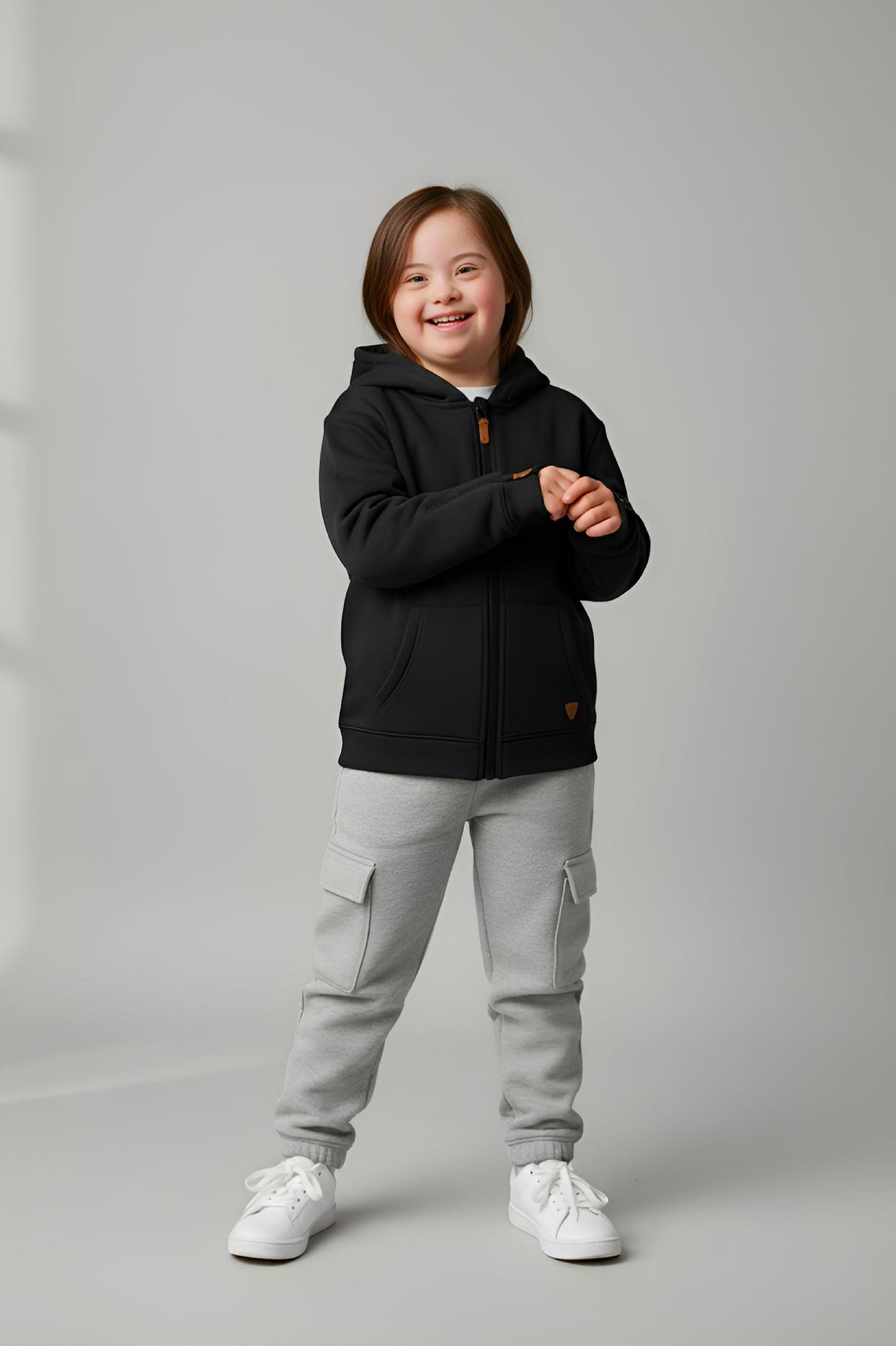 Adaptive Kids Hoodie: Front Magnetic Zipper and Easy-Undressing Sleeves