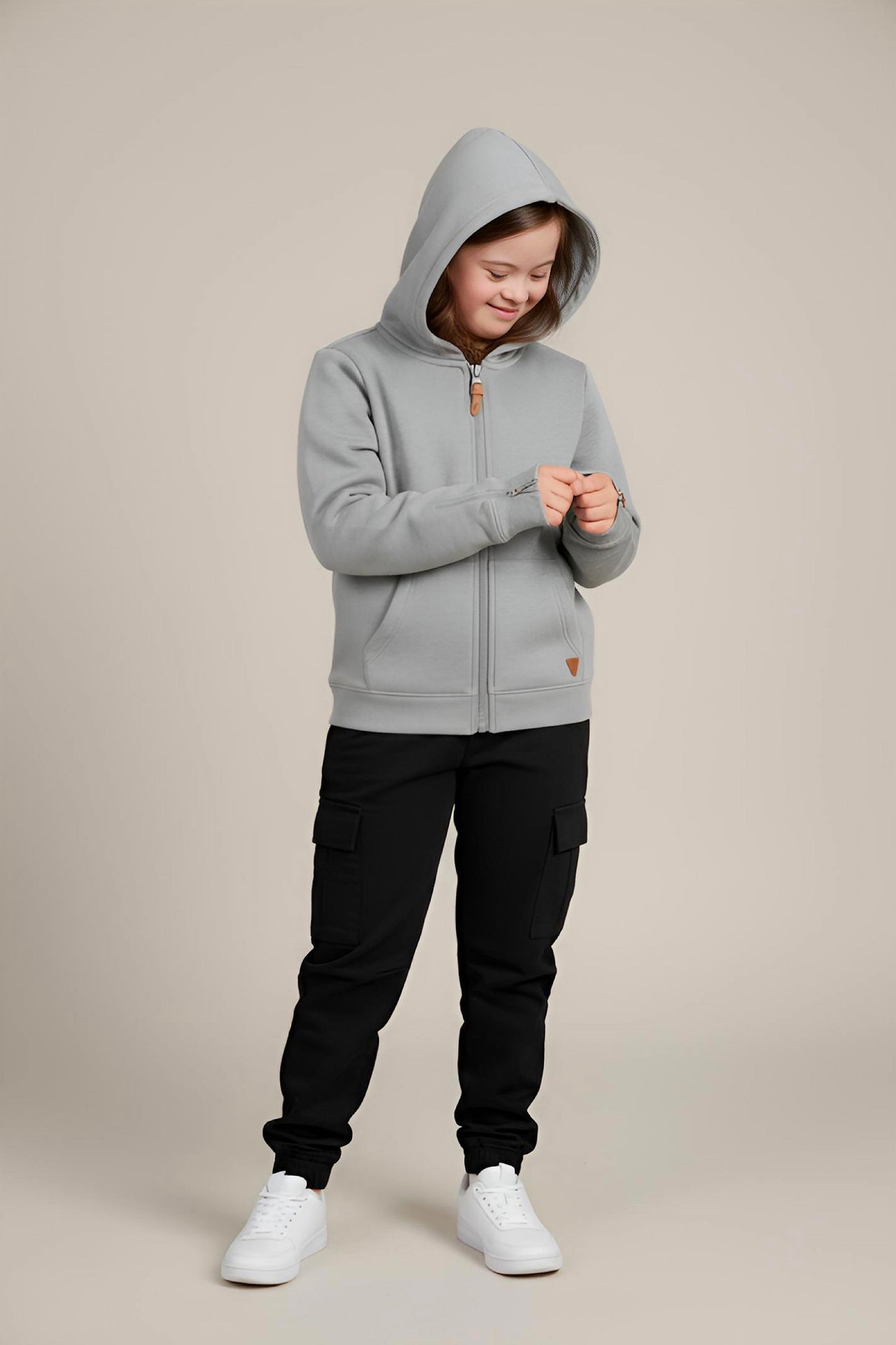 Adaptive Kids Hoodie: Front Magnetic Zipper and Easy-Undressing Sleeves