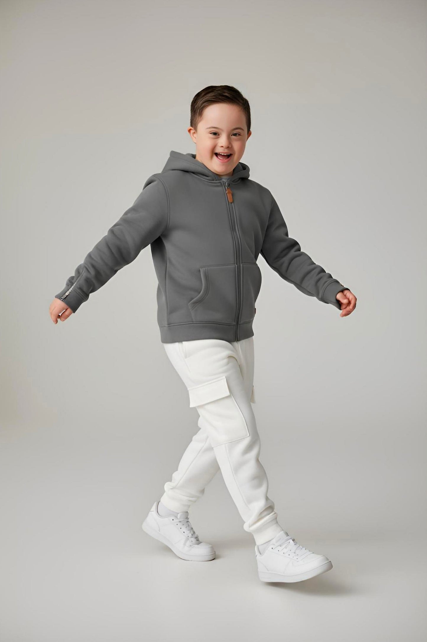 Adaptive Kids Hoodie: Front Magnetic Zipper and Easy-Undressing Sleeves