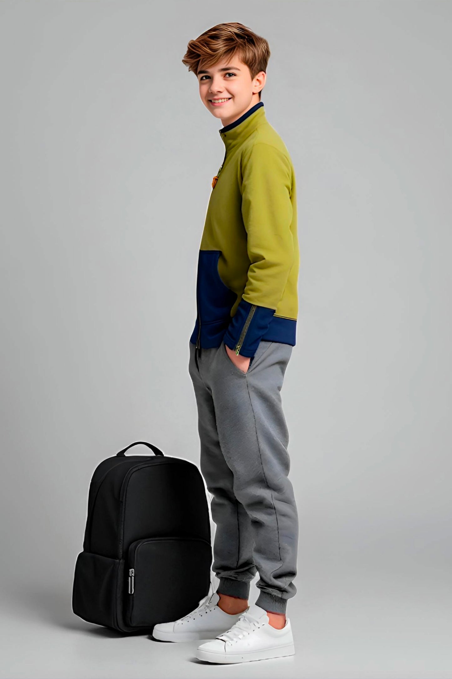 Adaptive Kids Jacket: Front Full Zipper, Cargo Pocket, Easy-Undressing Sleeves