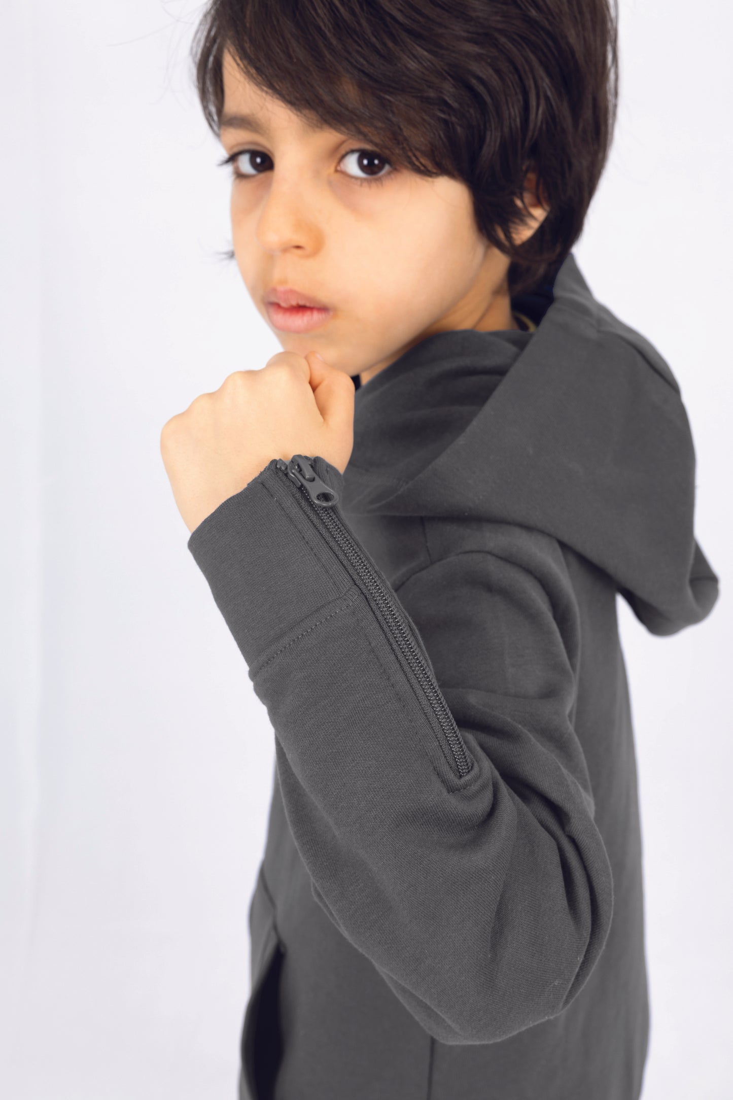 Adaptive Kids Hoodie: Front Magnetic Zipper and Easy-Undressing Sleeves