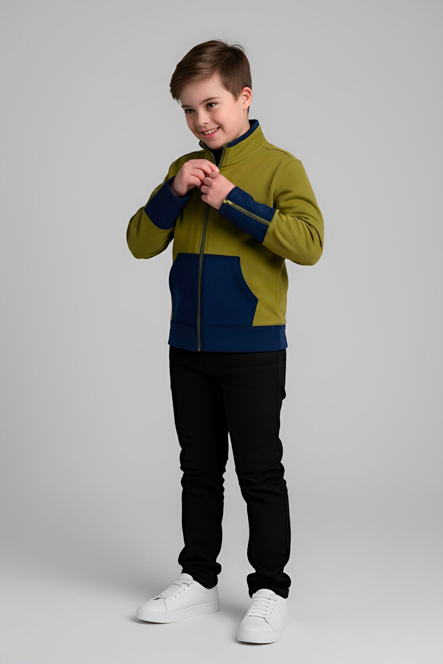 Adaptive Kids Jacket: Front Full Zipper, Cargo Pocket, Easy-Undressing Sleeves
