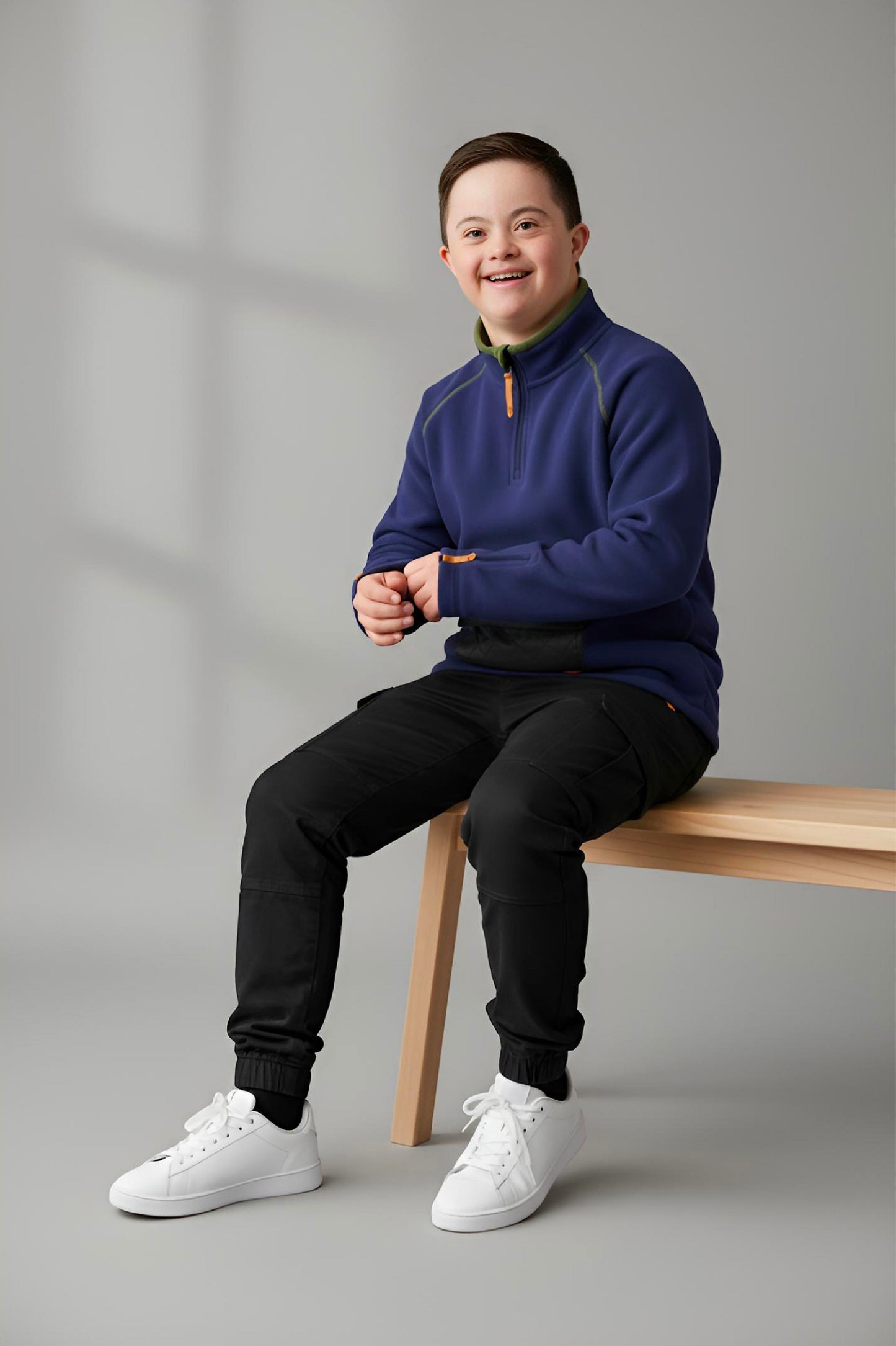 Adaptive Kids Pullover: Front Zipper, Cargo Pocket, Easy-Undressing Sleeves