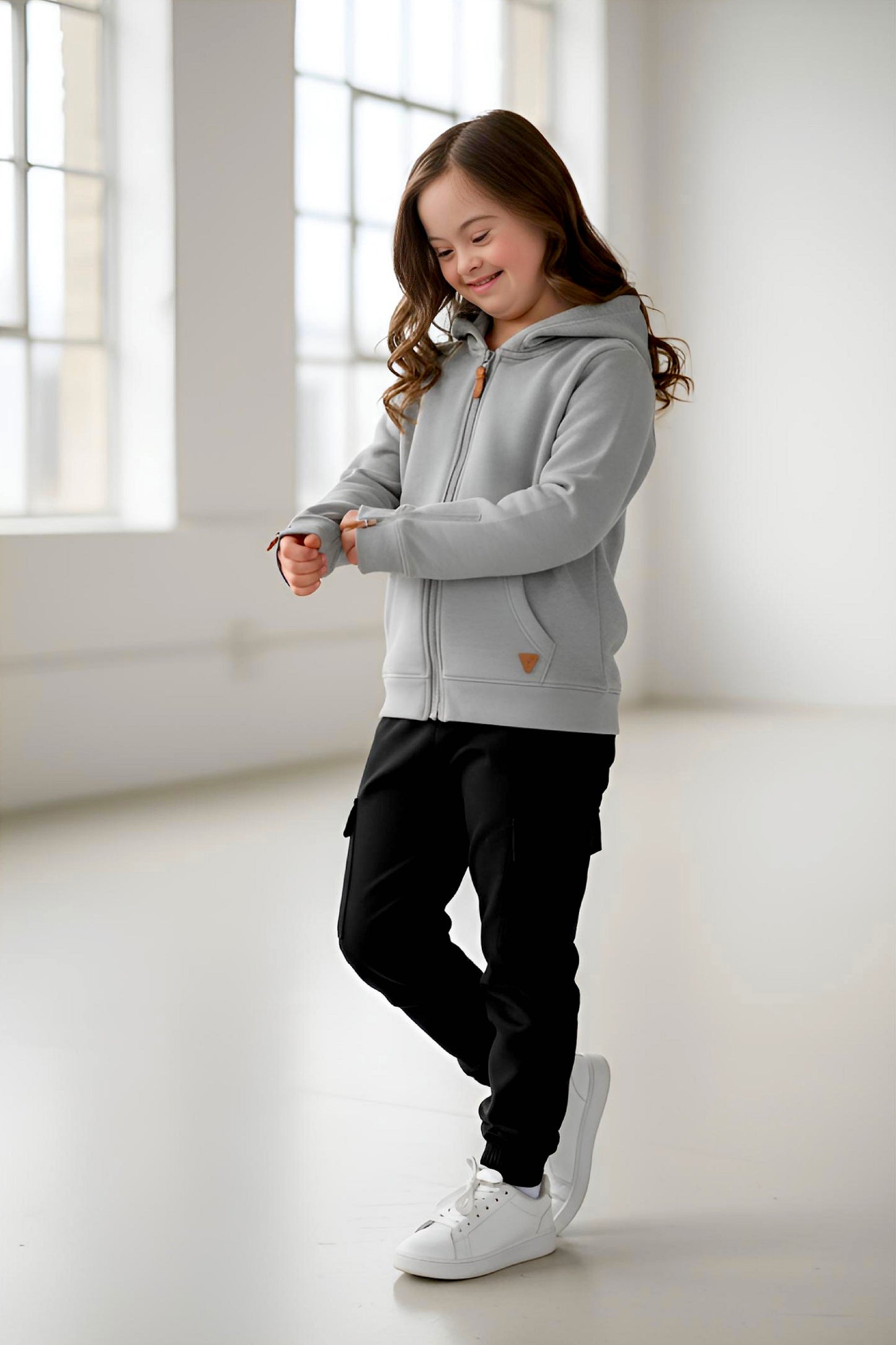 Adaptive Kids Hoodie: Front Magnetic Zipper and Easy-Undressing Sleeves