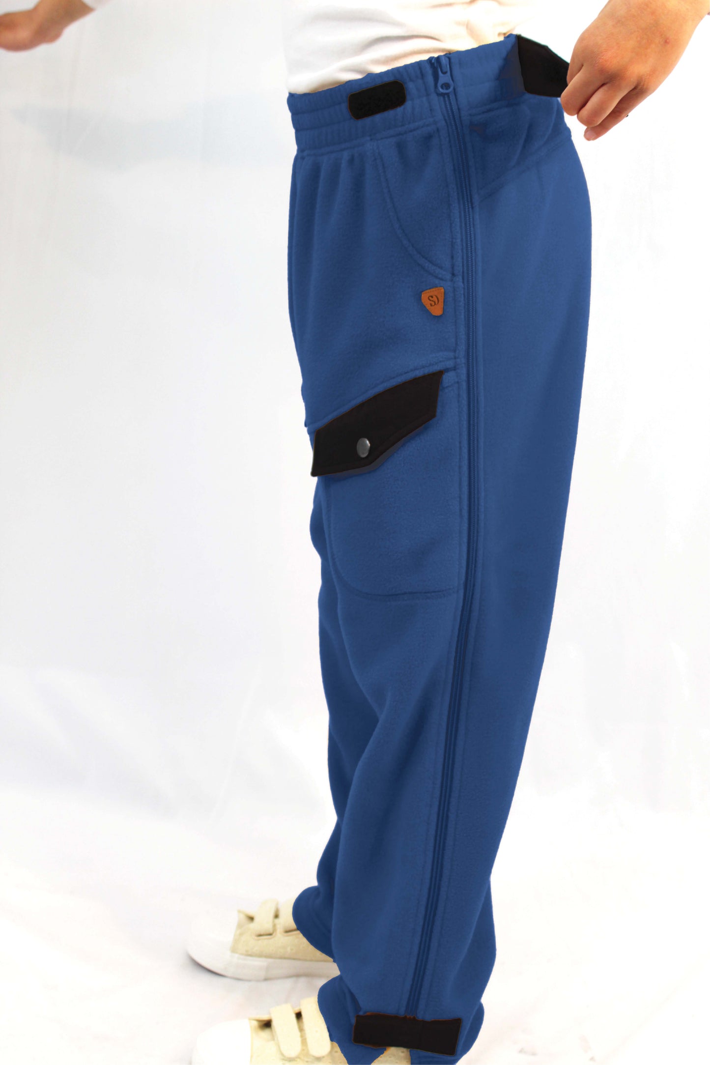 Adaptive Kids Polar Pants: Adjustable Waist, Full Side Zipper for Easy Undressing