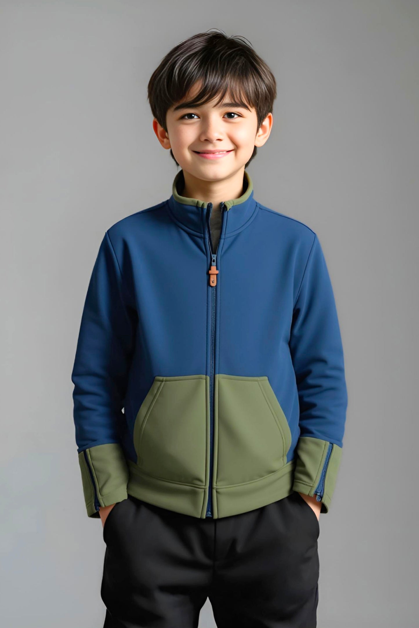 Adaptive Kids Jacket: Front Full Zipper, Cargo Pocket, Easy-Undressing Sleeves