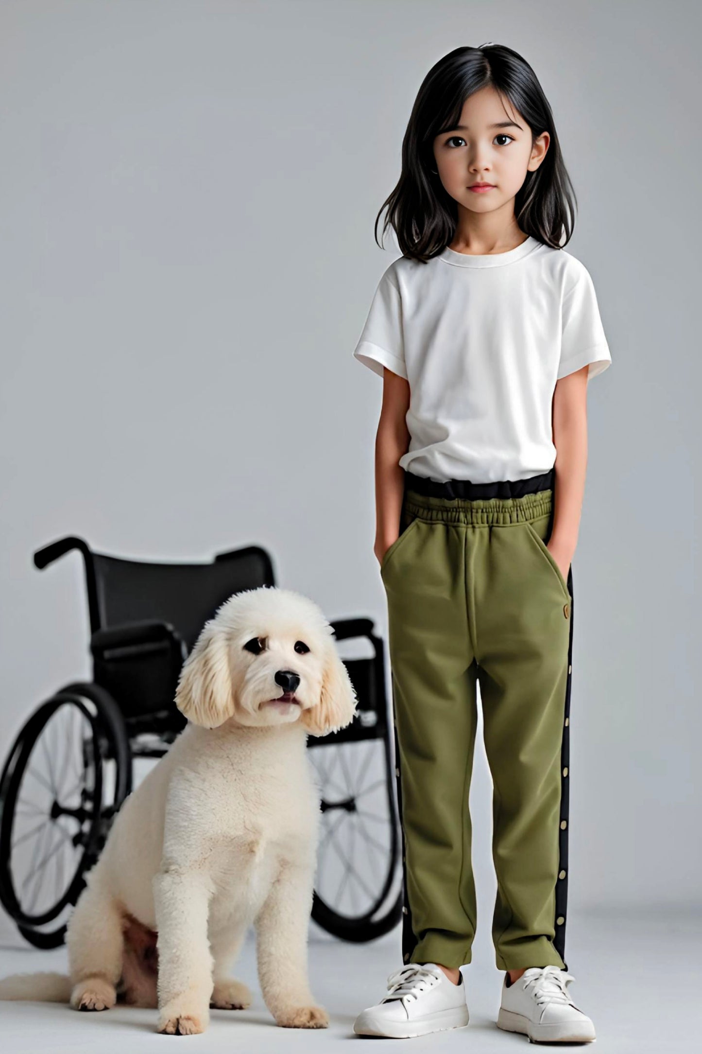 Adaptive Kids Sweatpants, with Full Elastic Waist & Side Full Zipper for Easy Undressing