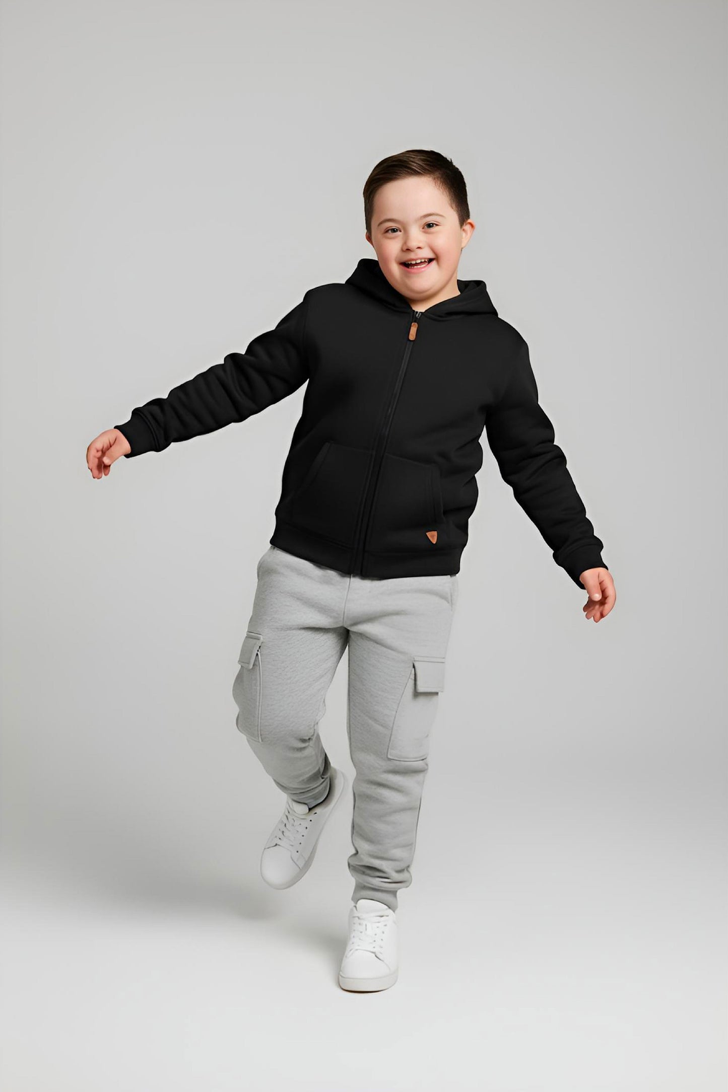 Adaptive Kids Hoodie: Front Magnetic Zipper and Easy-Undressing Sleeves