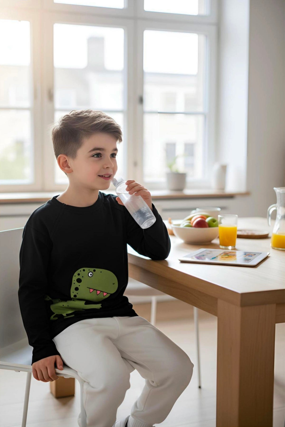 Adaptive Clothing: Dragon Print Kids’ Top with Two Front Neck Zippers
