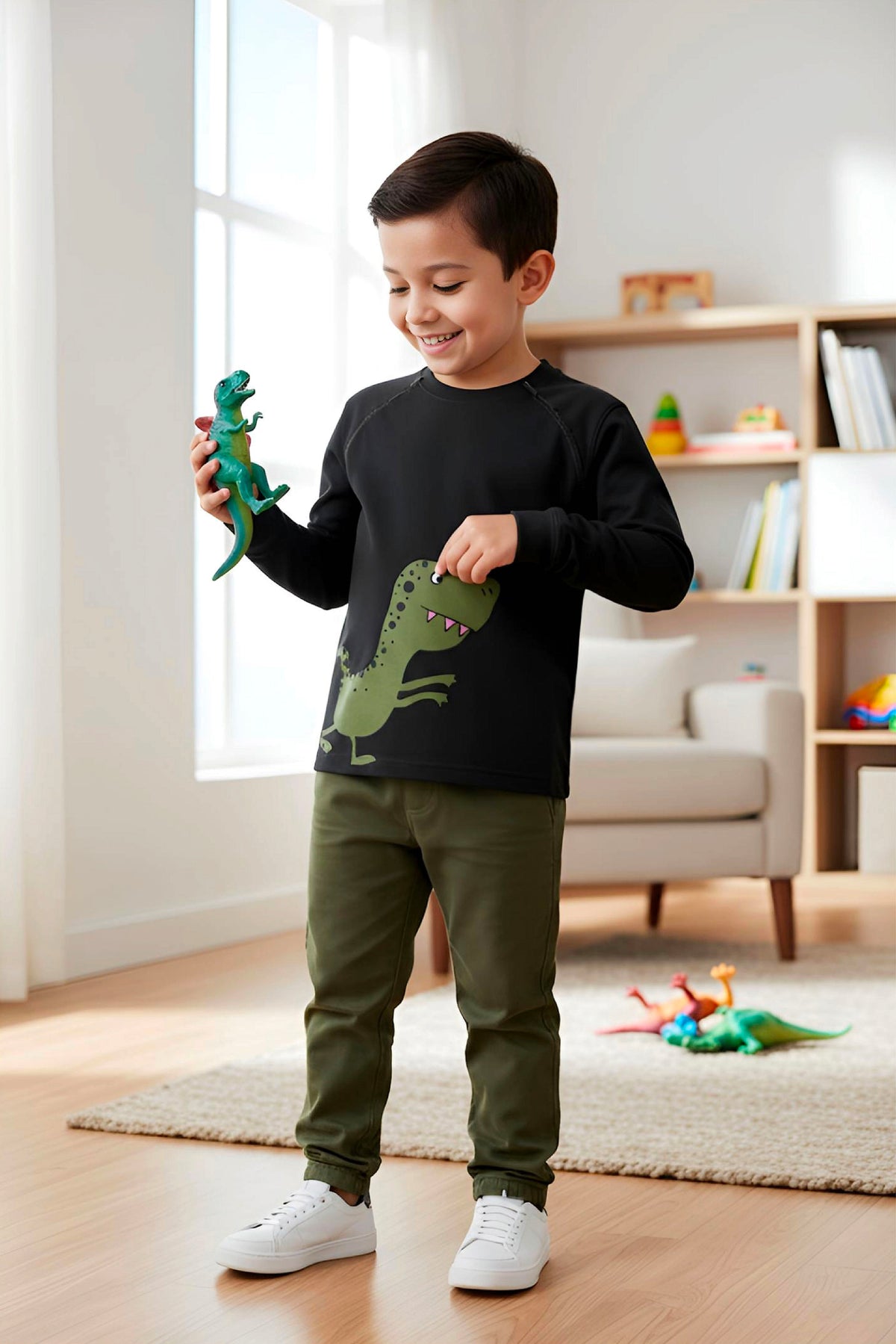 Adaptive Clothing: Dragon Print Kids’ Top with Two Front Neck Zippers