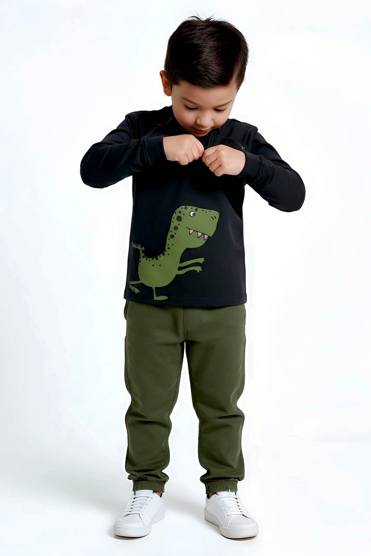 Adaptive Clothing: Dragon Print Kids’ Top with Two Front Neck Zippers